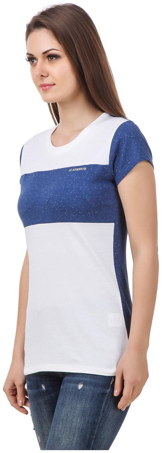 

Le Bourgeois Dotted Sky Blue And White Round Neck T-shirt