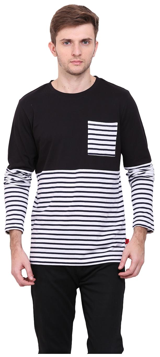 

Le Bourgeois Men Black White Regular fit Cotton Round neck T-Shirt - Pack Of 1
