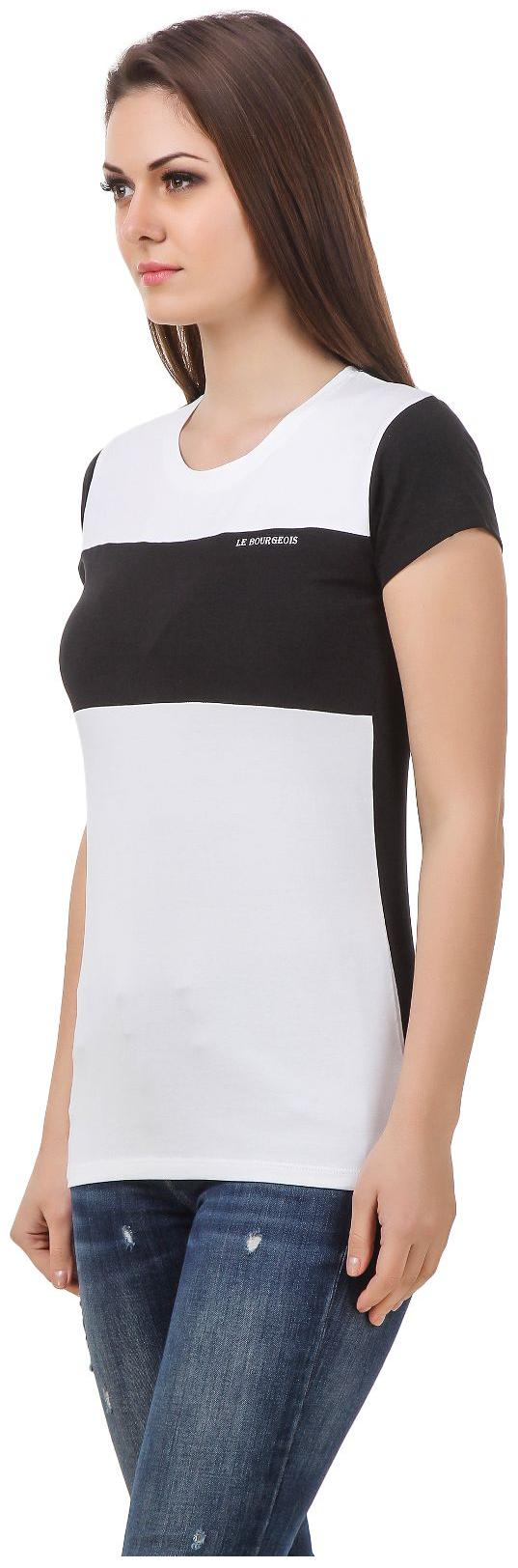 

Le Bourgeois Black And White Round Neck T-shirt