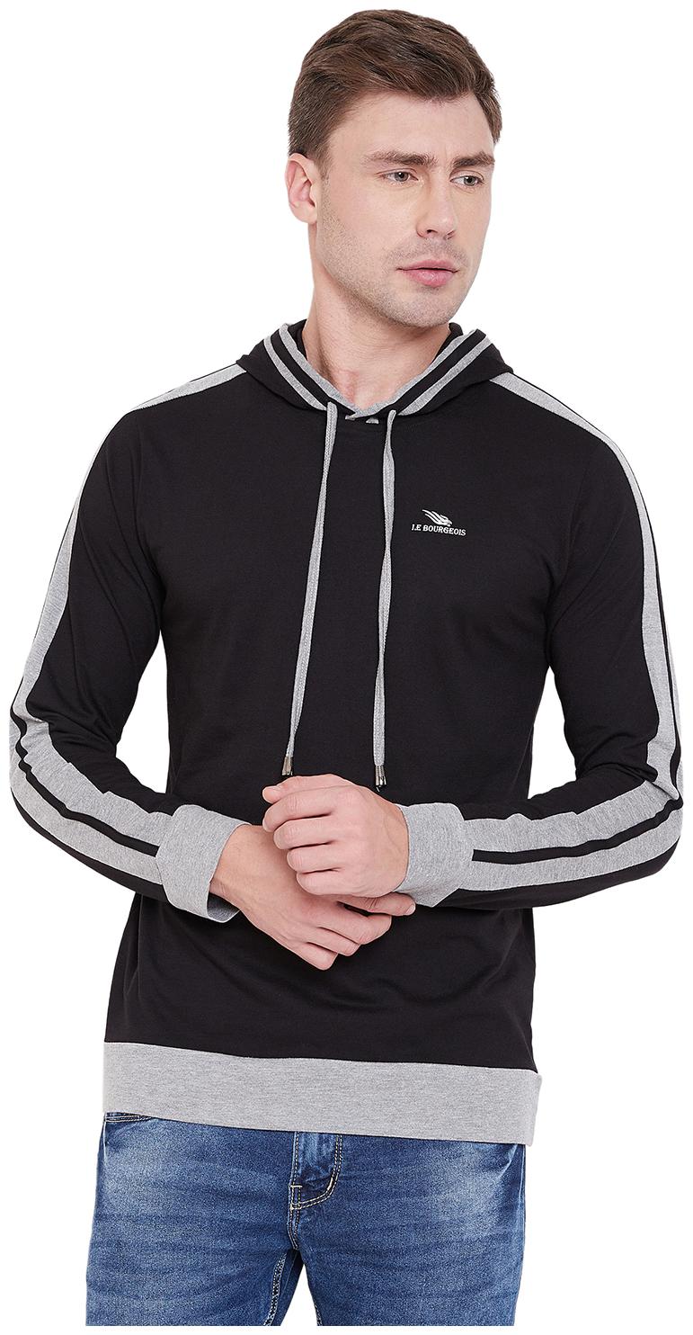 

Le Bourgeois Men Black Hooded Hoodie