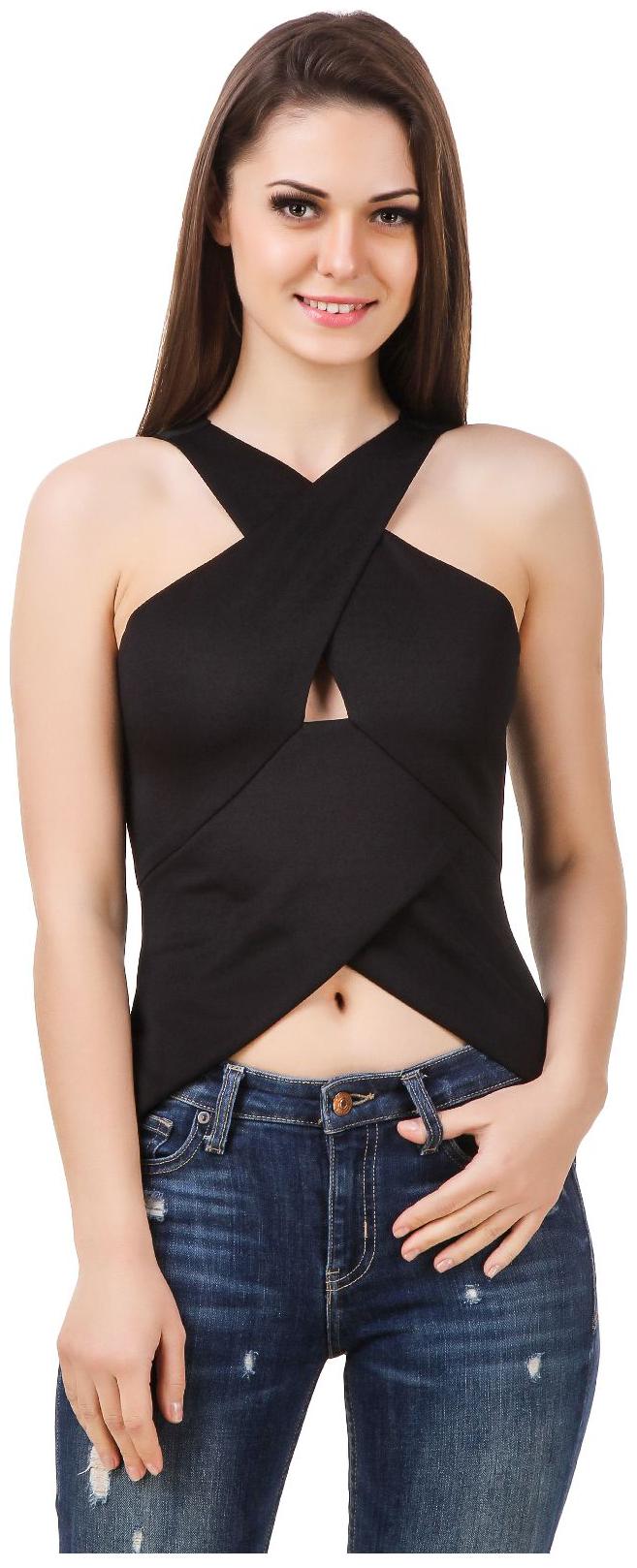 

Le Bourgeois Black Sweet Heart Cut Out Sleeveless Neck Women s Top