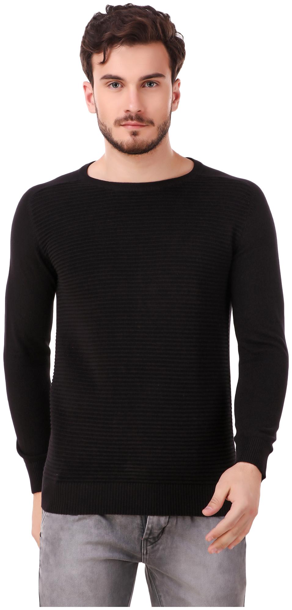 

Le Bourgeois Men round neck full sleeve casual black sweater