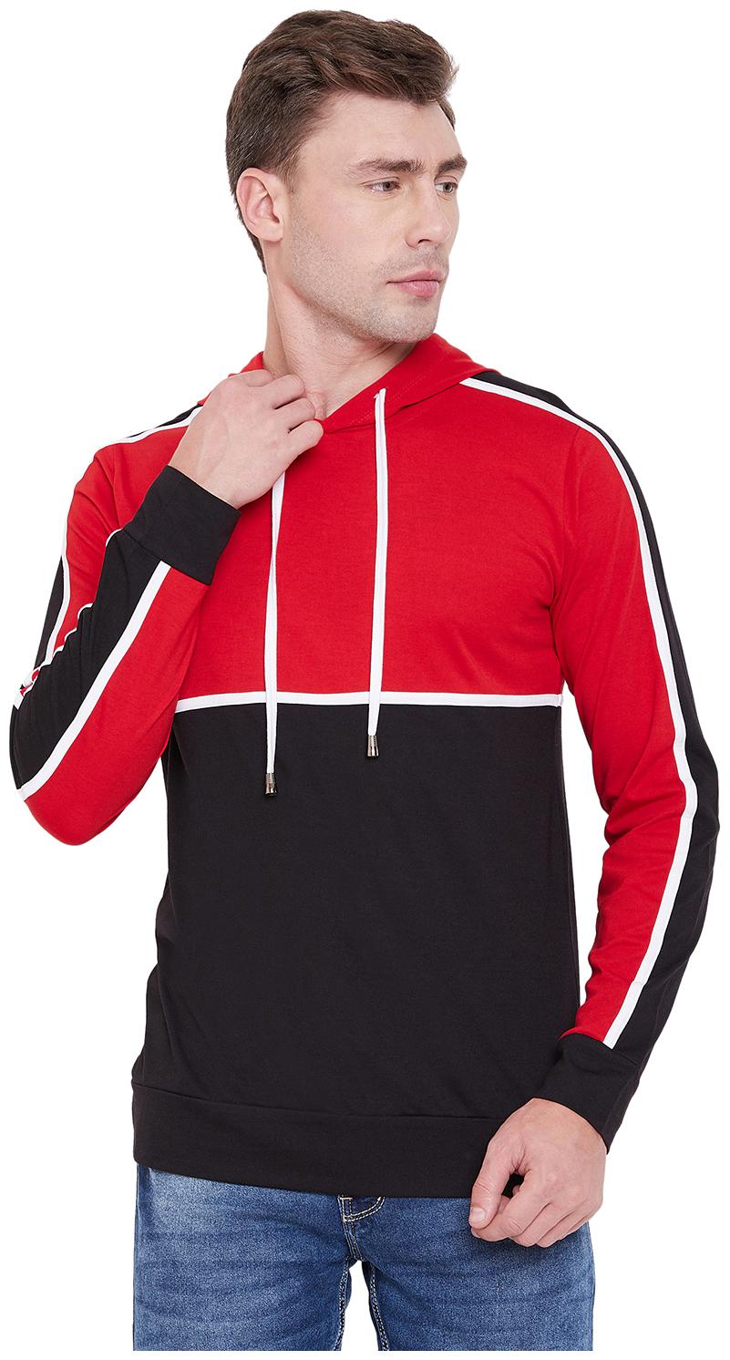 

Le Bourgeois Men Red Black Hooded Hoodie