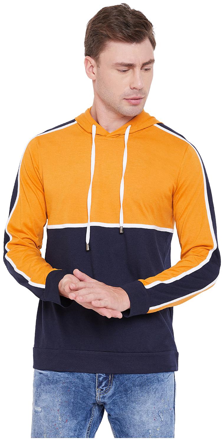 

Le Bourgeois Men Yellow Blue Hooded Hoodie