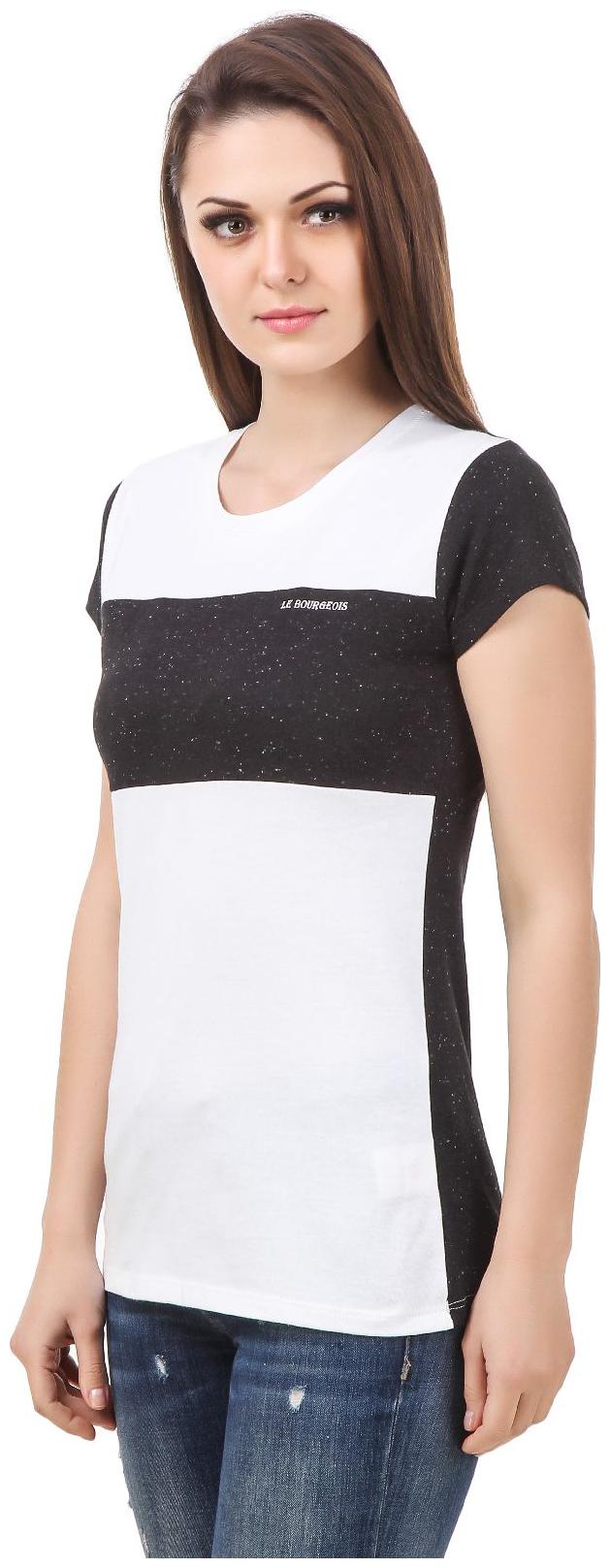 

Le Bourgeois Dotted Black And White Round Neck T-shirt