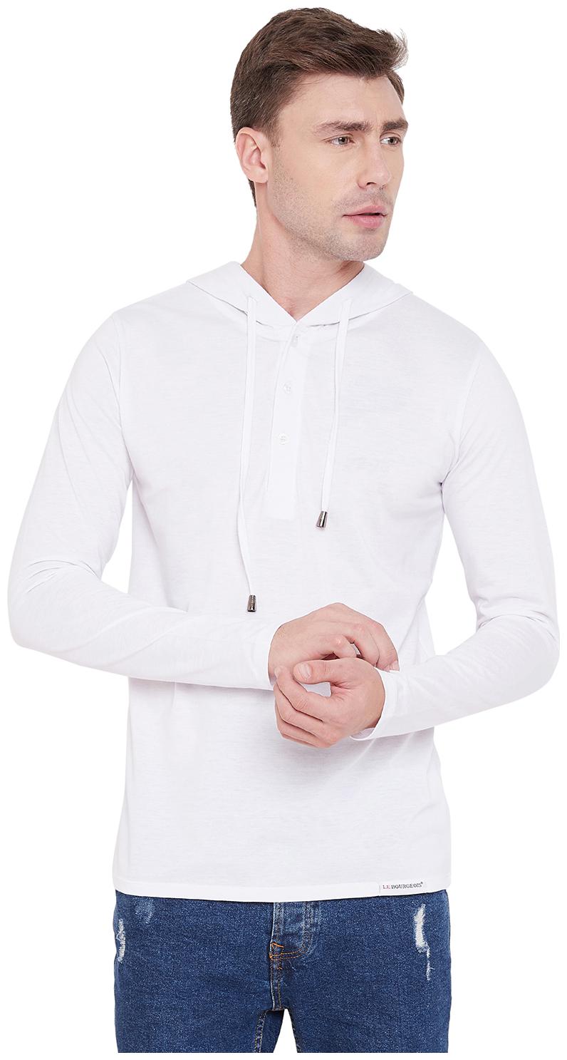 

Le Bourgeois Men White Hooded Hoodie
