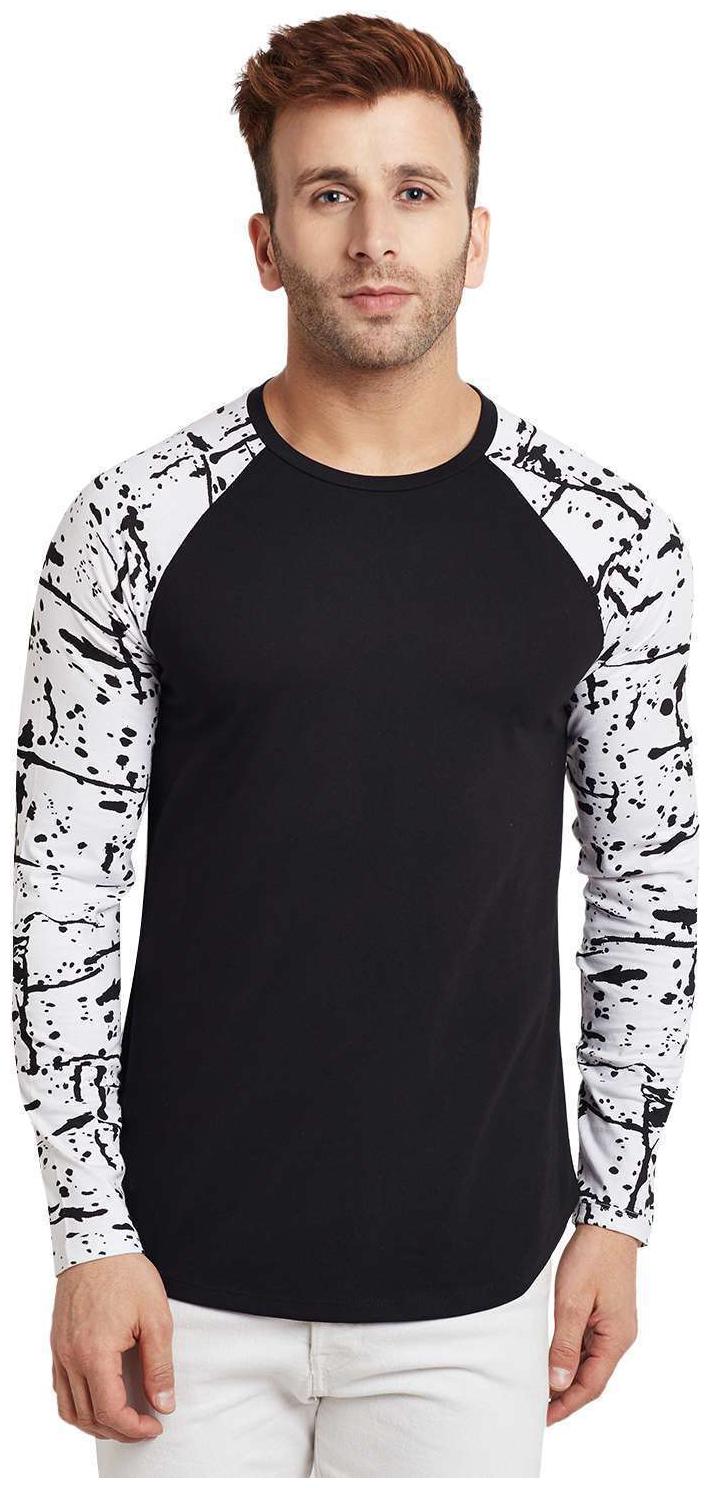 

Le Bourgeois Men s Raglan Printed Sleeve Cotton T-Shirt