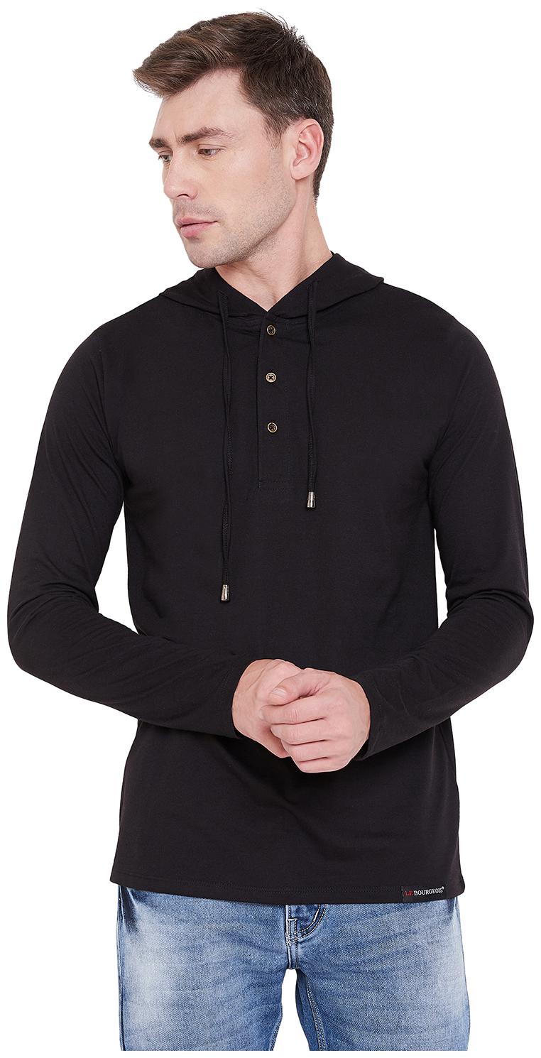 

Le Bourgeois Men Black Hooded Hoodie