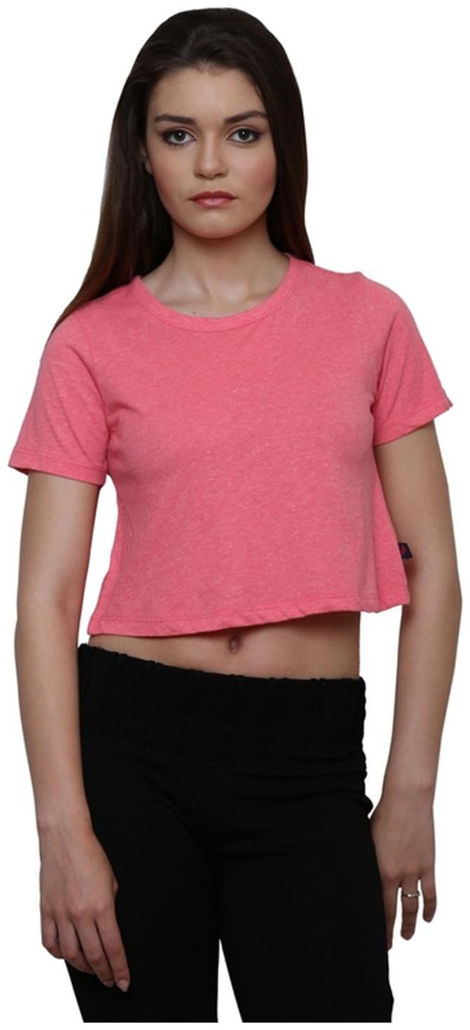 

Le Bourgeois Pink Color Cotton Crop Top For Women