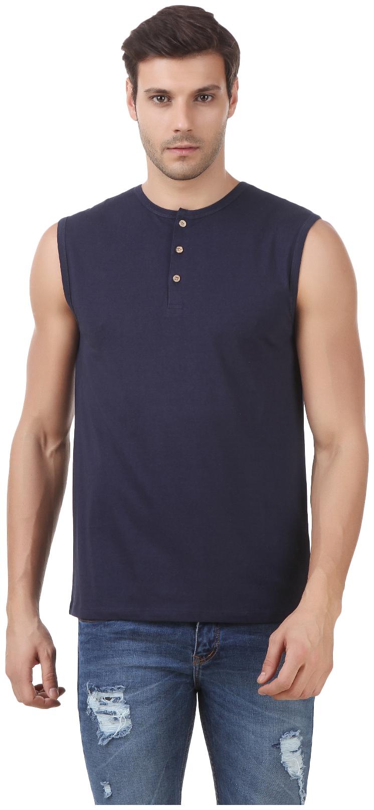 

Le Bourgeois Men Blue Regular fit Cotton Henley neck T-Shirt - Pack Of 1