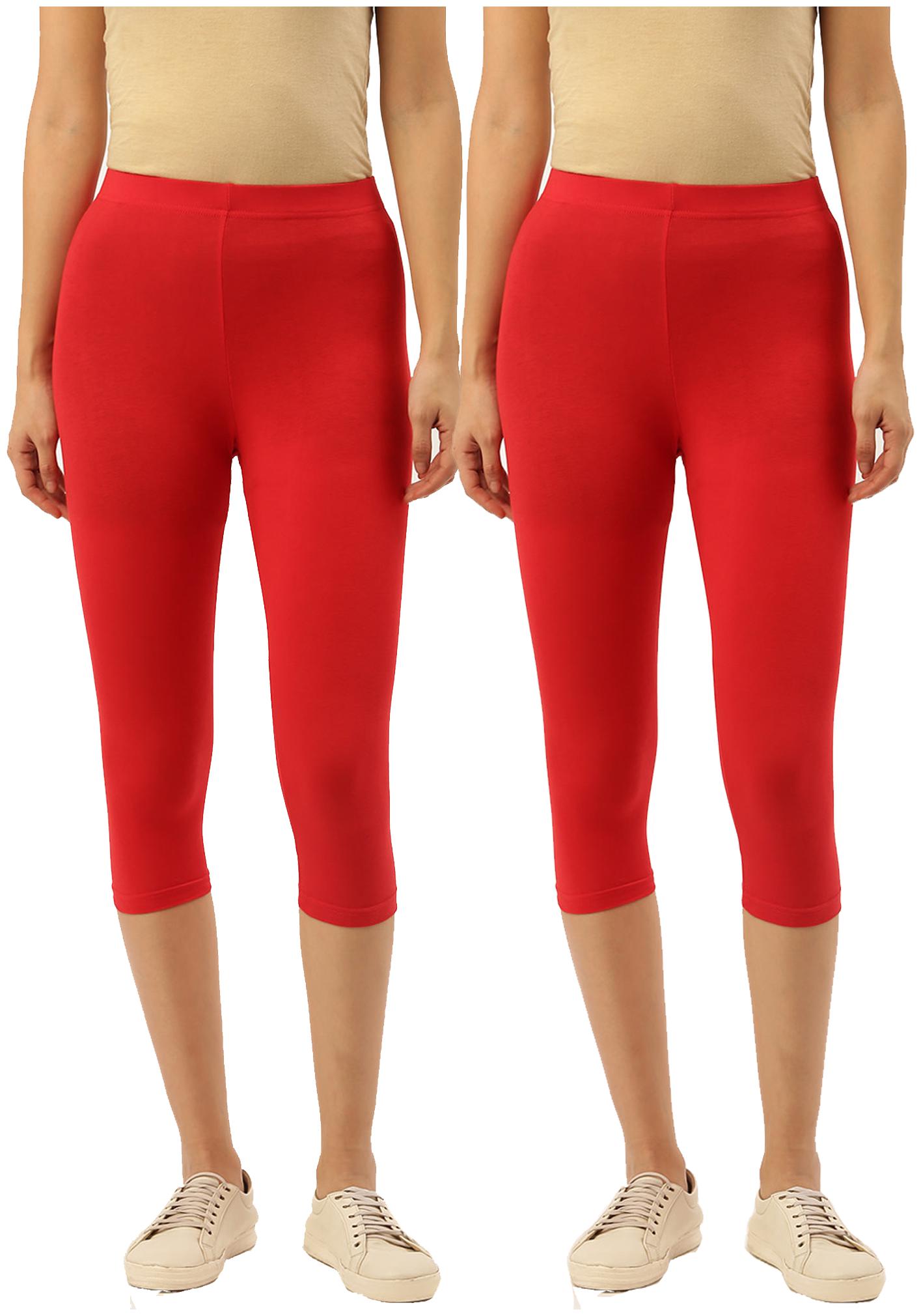 

Leading Lady Women Solid Regular capri - Red