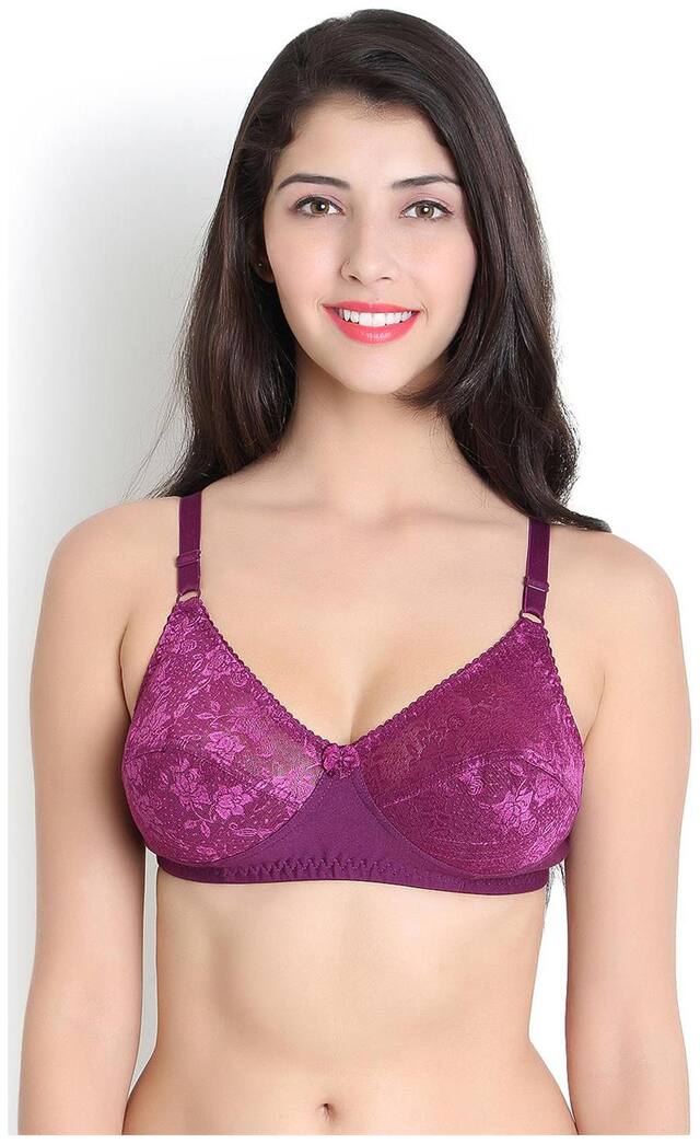 Leading Lady PURPLE colored solid cotton bra