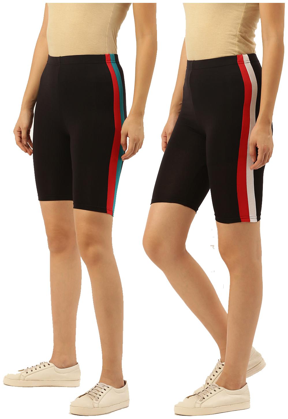 

Leading Lady Women Striped Regular shorts - Black