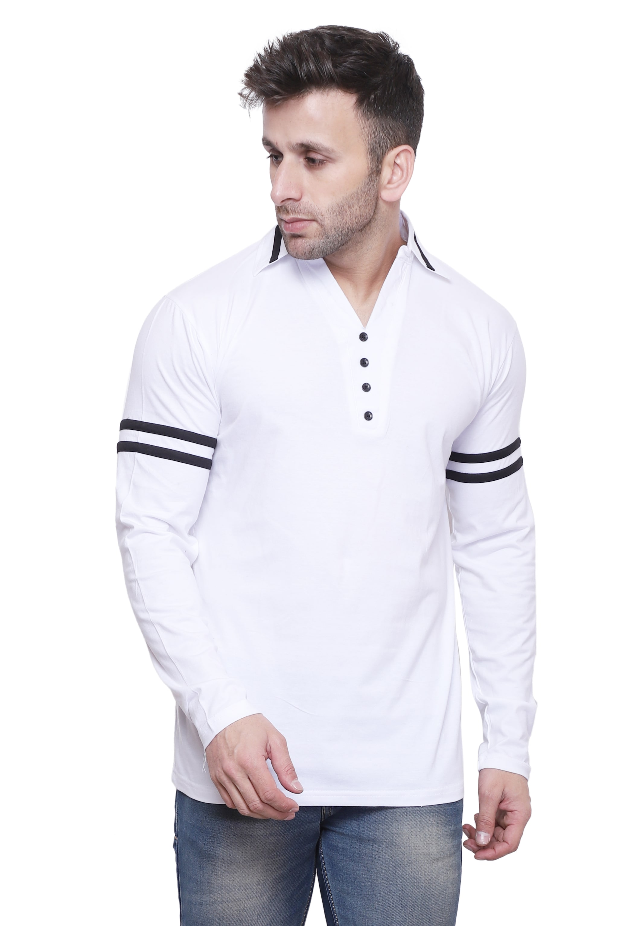 Leana Men White Regular fit Cotton Polo collar T Shirt Pack Of 1 by Leana