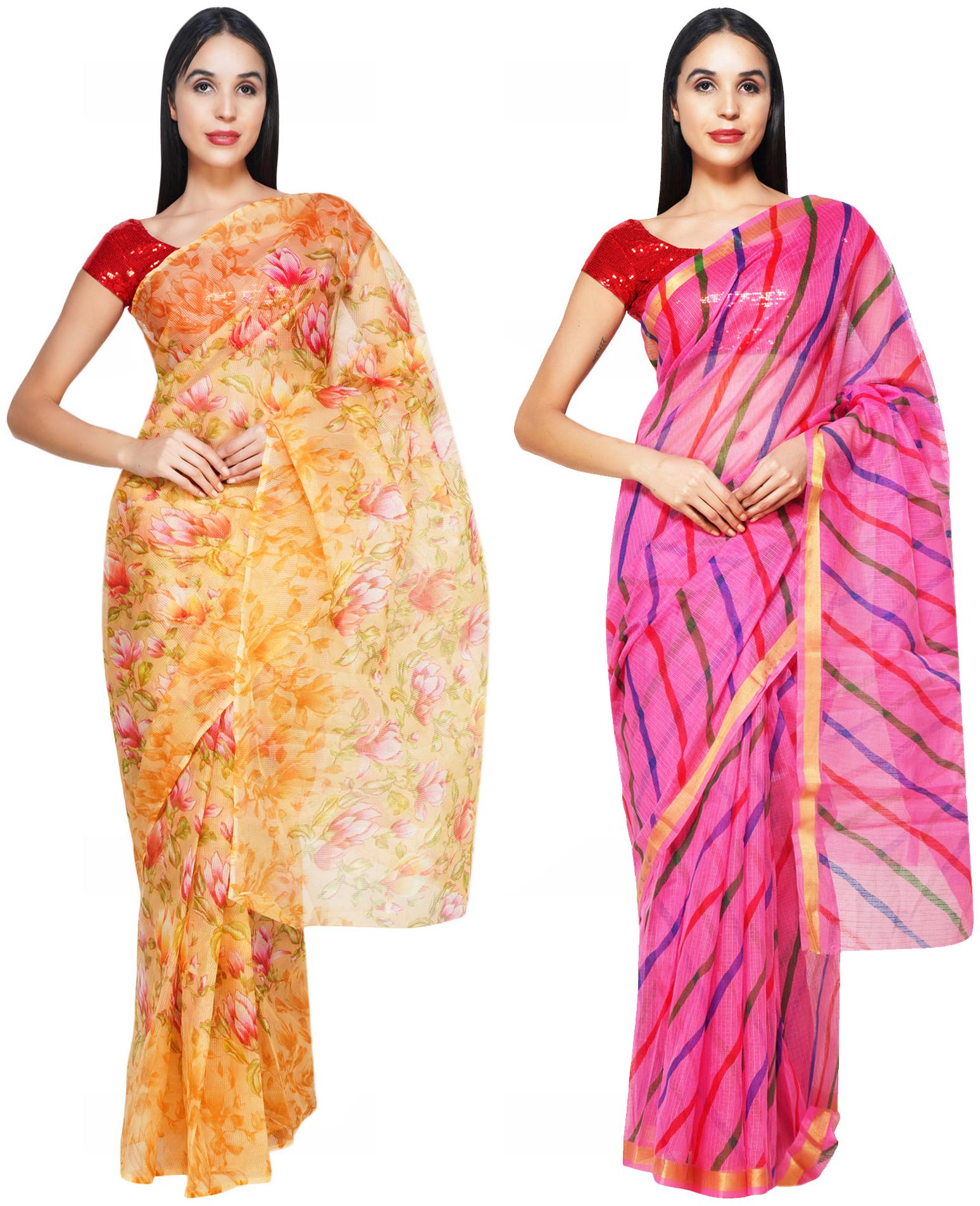 

Leapcat Women Cotton Daily Wear Saree -Pack Of 2 (Multi)