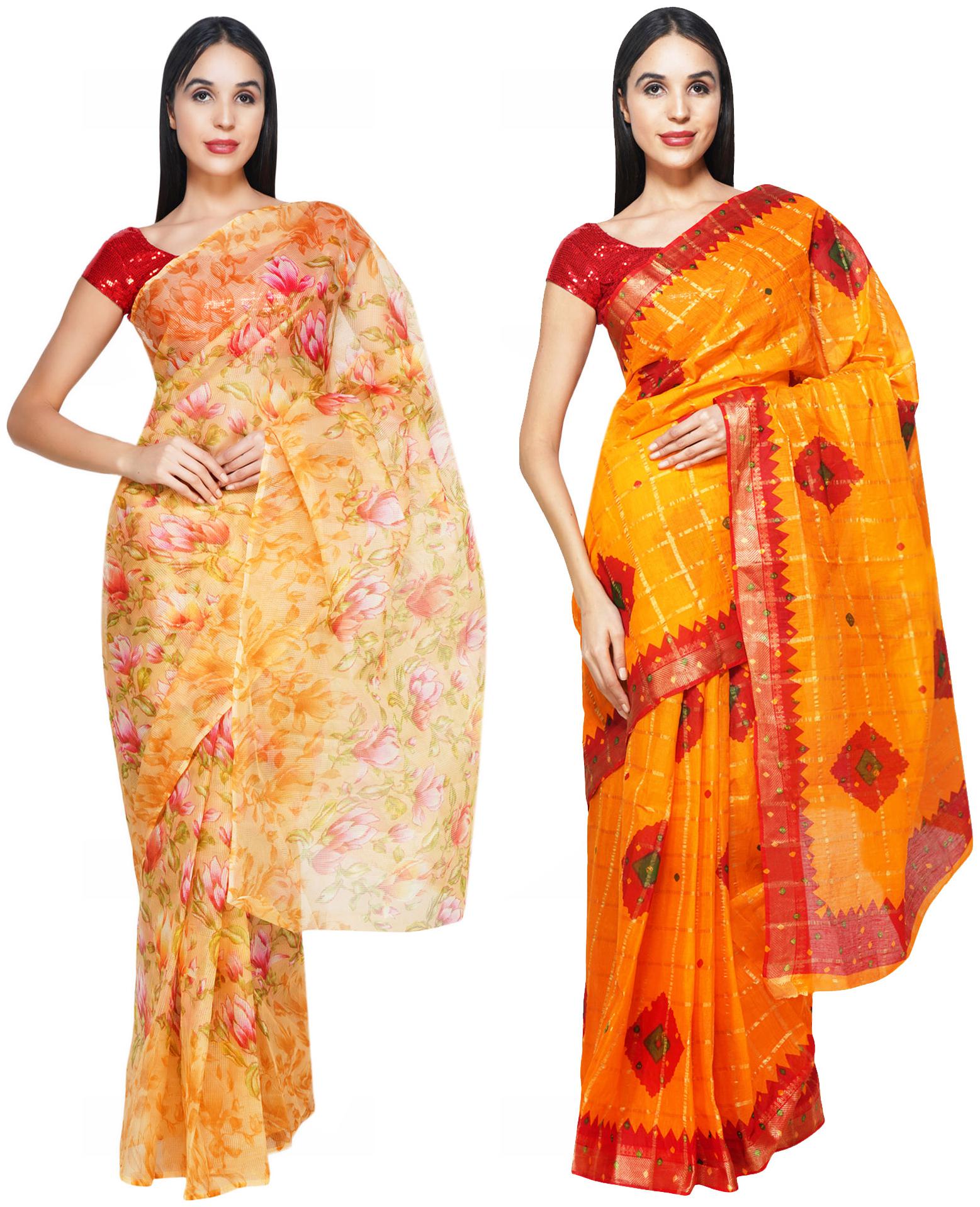 

Leapcat Women Cotton Daily Wear Saree -Pack Of 2 (Multi)