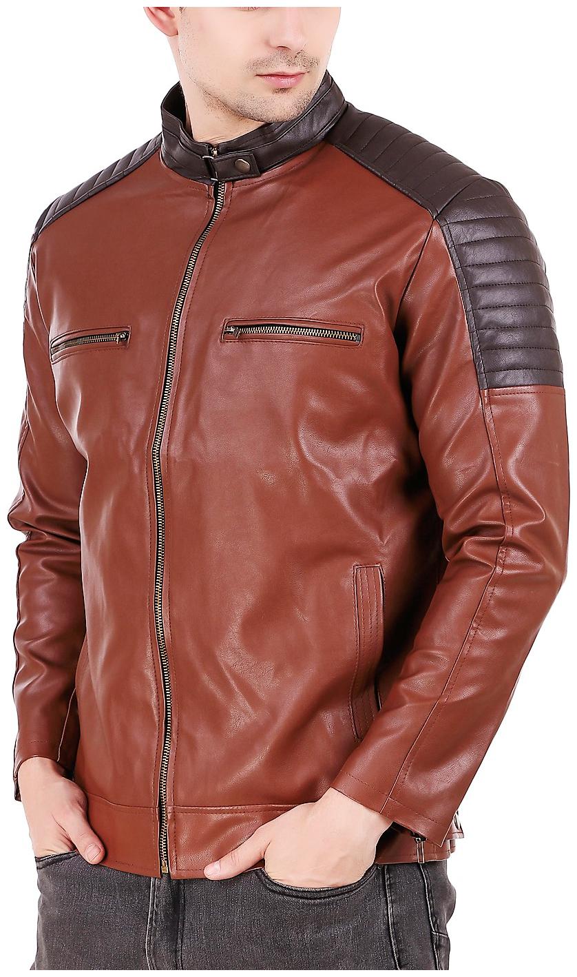 

Leather Retail Brown Crafted Design Faux Leather Jacket For Man s