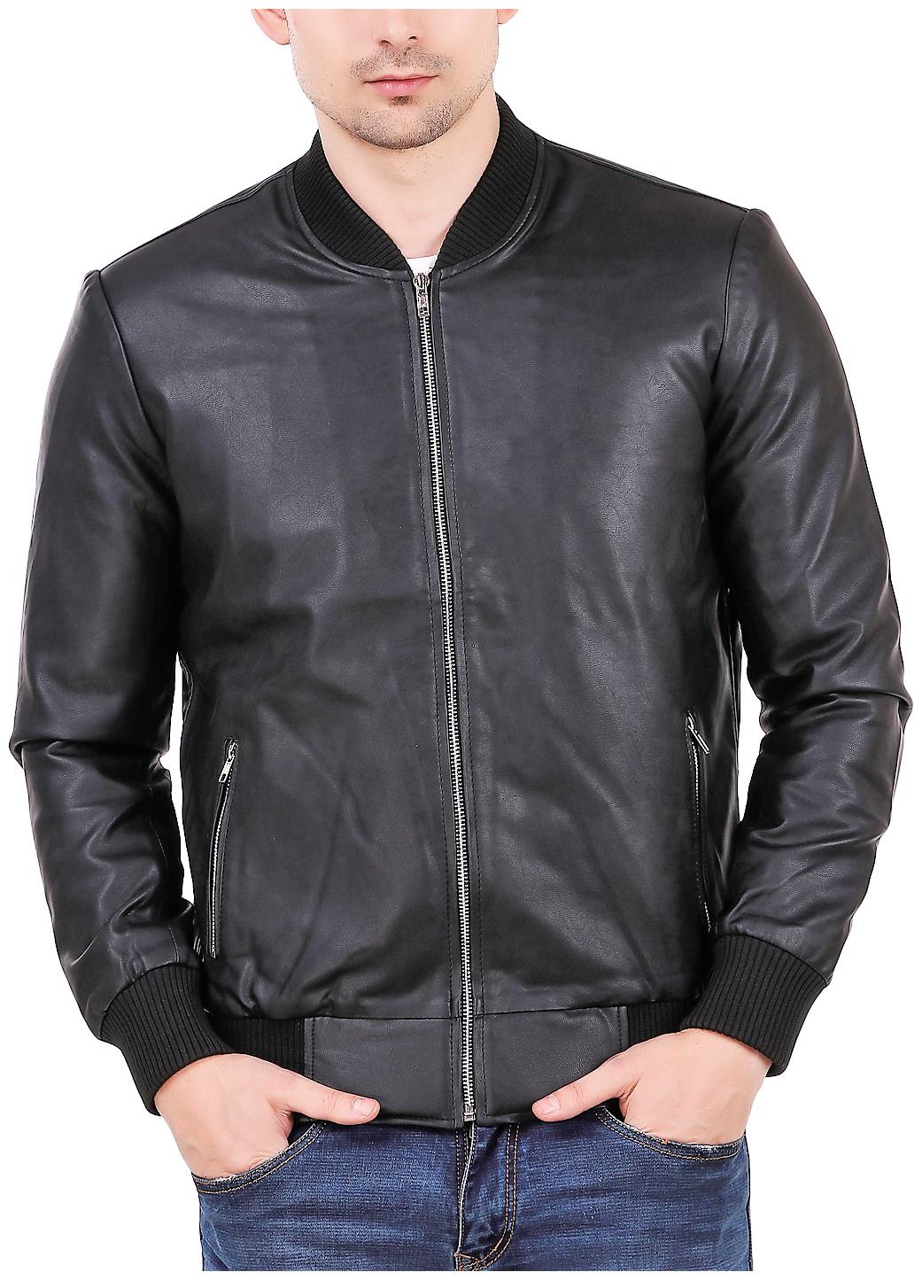 

Leather Retail Black Plain Faux Leather Jacket For Man