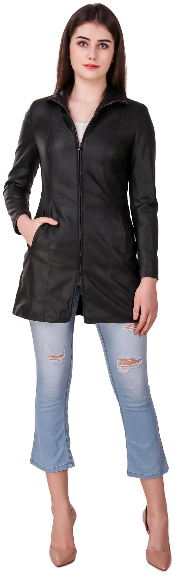 

Leather Retail Women Solid Leather Jacket - Black
