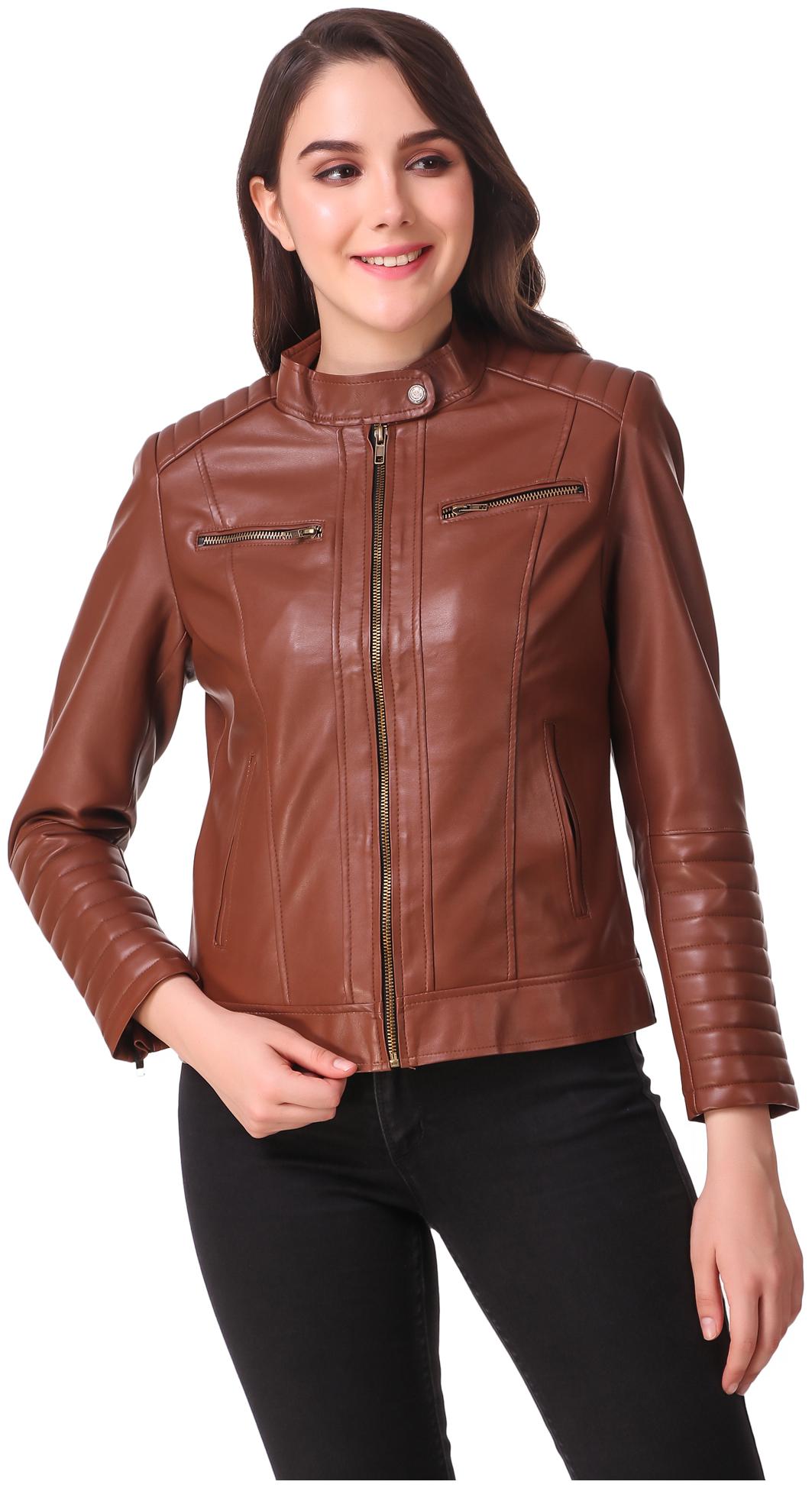 

Leather Retail Women Solid Leather Jacket - Brown