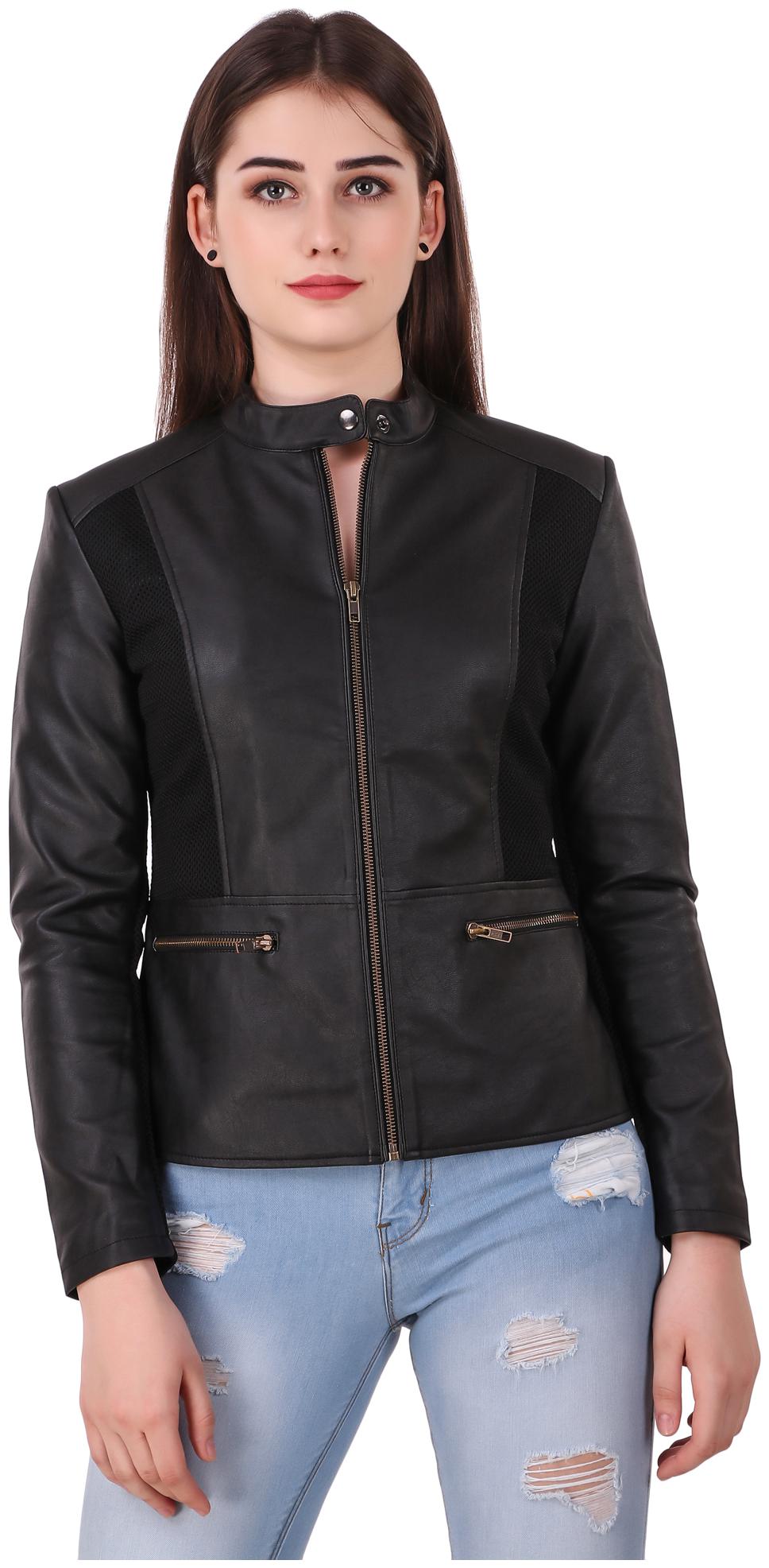 

Leather Retail Women Solid Leather Jacket - Black