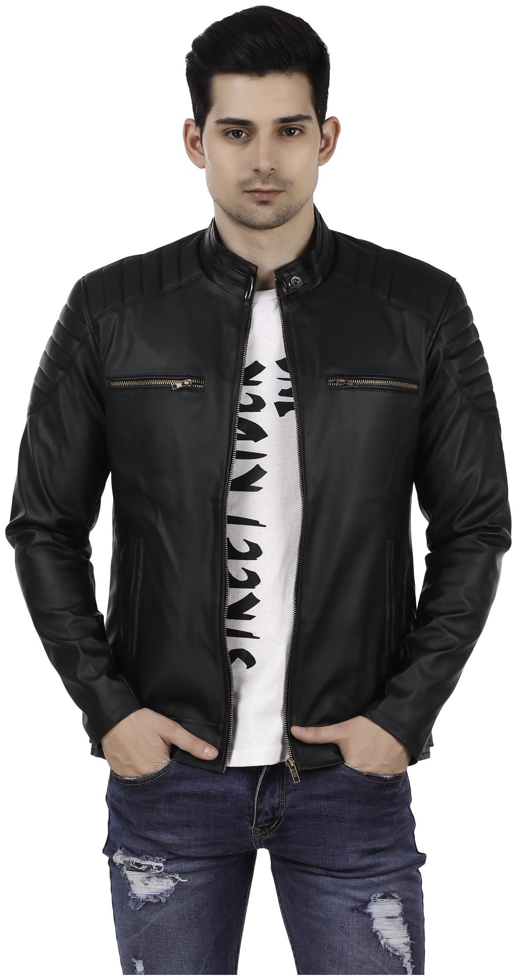 

Leather Retail Black Designer Digital Printed Faux Leather Jacket For Man s