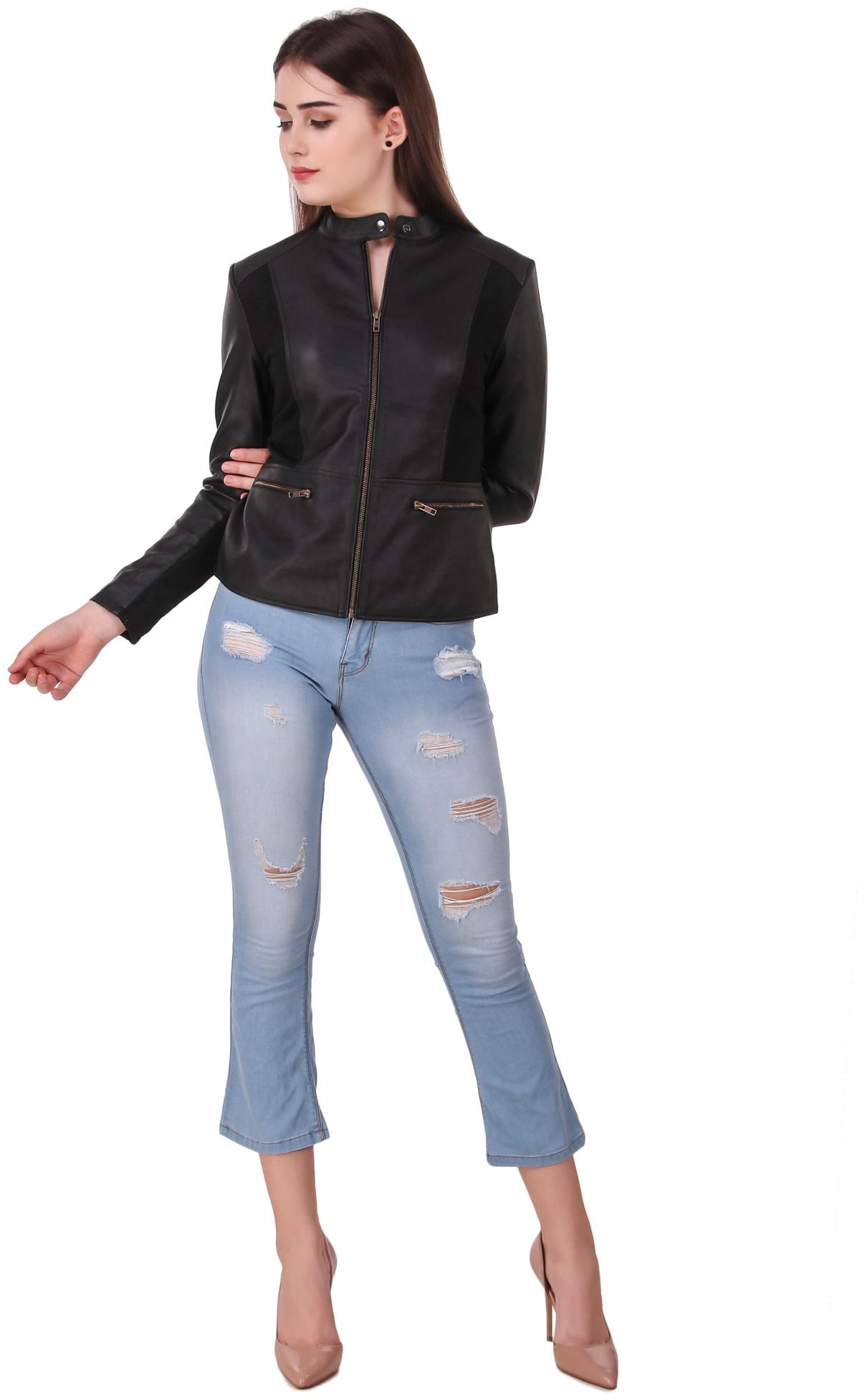 

Leather Retail Women Solid Leather Jacket - Black