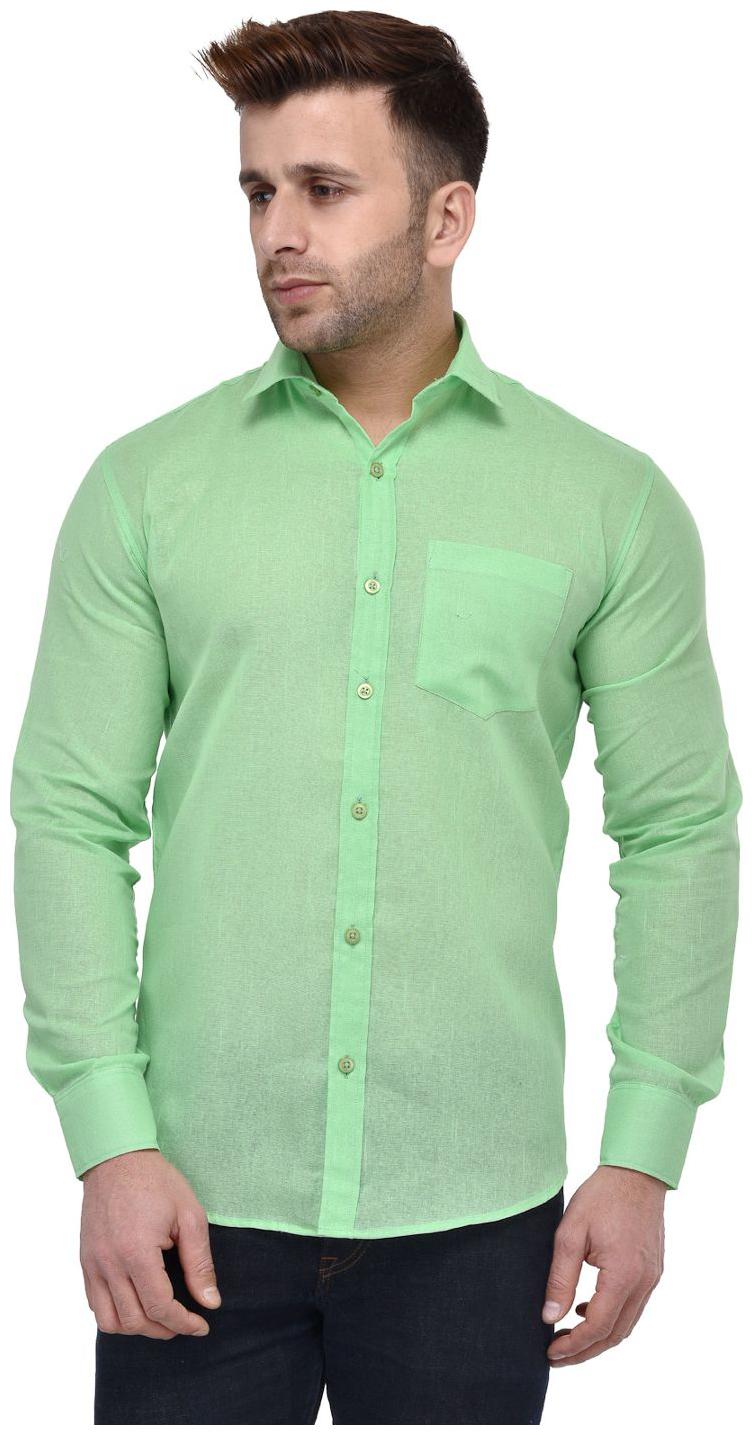 

Hangup Men Green Solid Regular Fit Casual Shirt