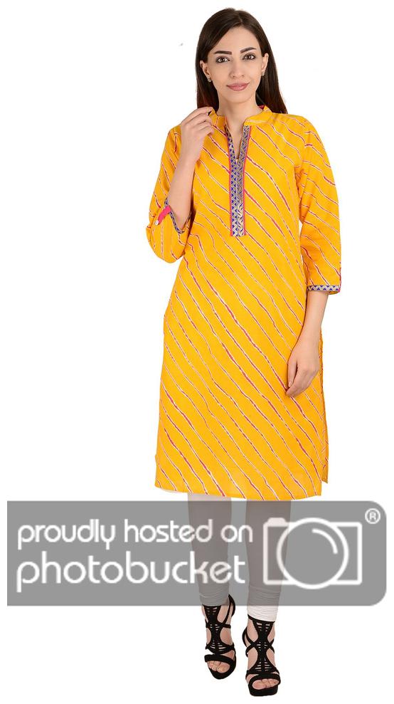 

Fab Attire Women Yellow Printed Straight Kurti