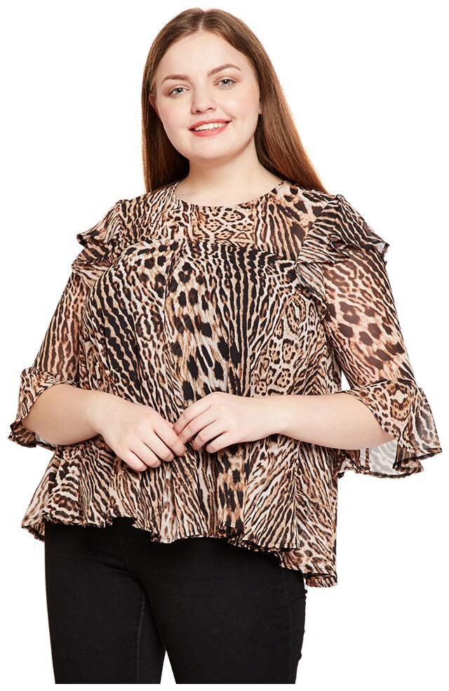 

OXOLLOXO Women Printed Regular top - Brown