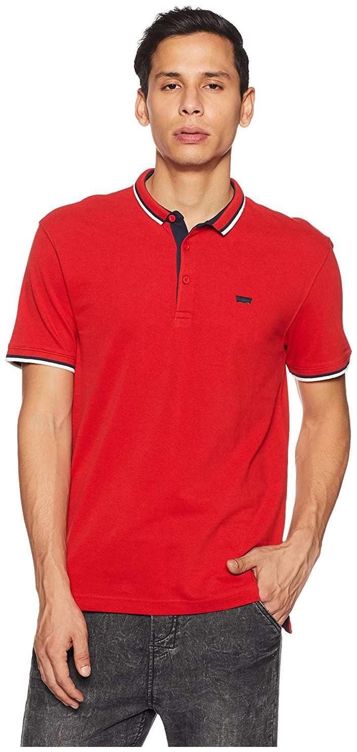 

Levi s Men Red Slim fit Cotton Polo collar T-Shirt - Pack Of 1