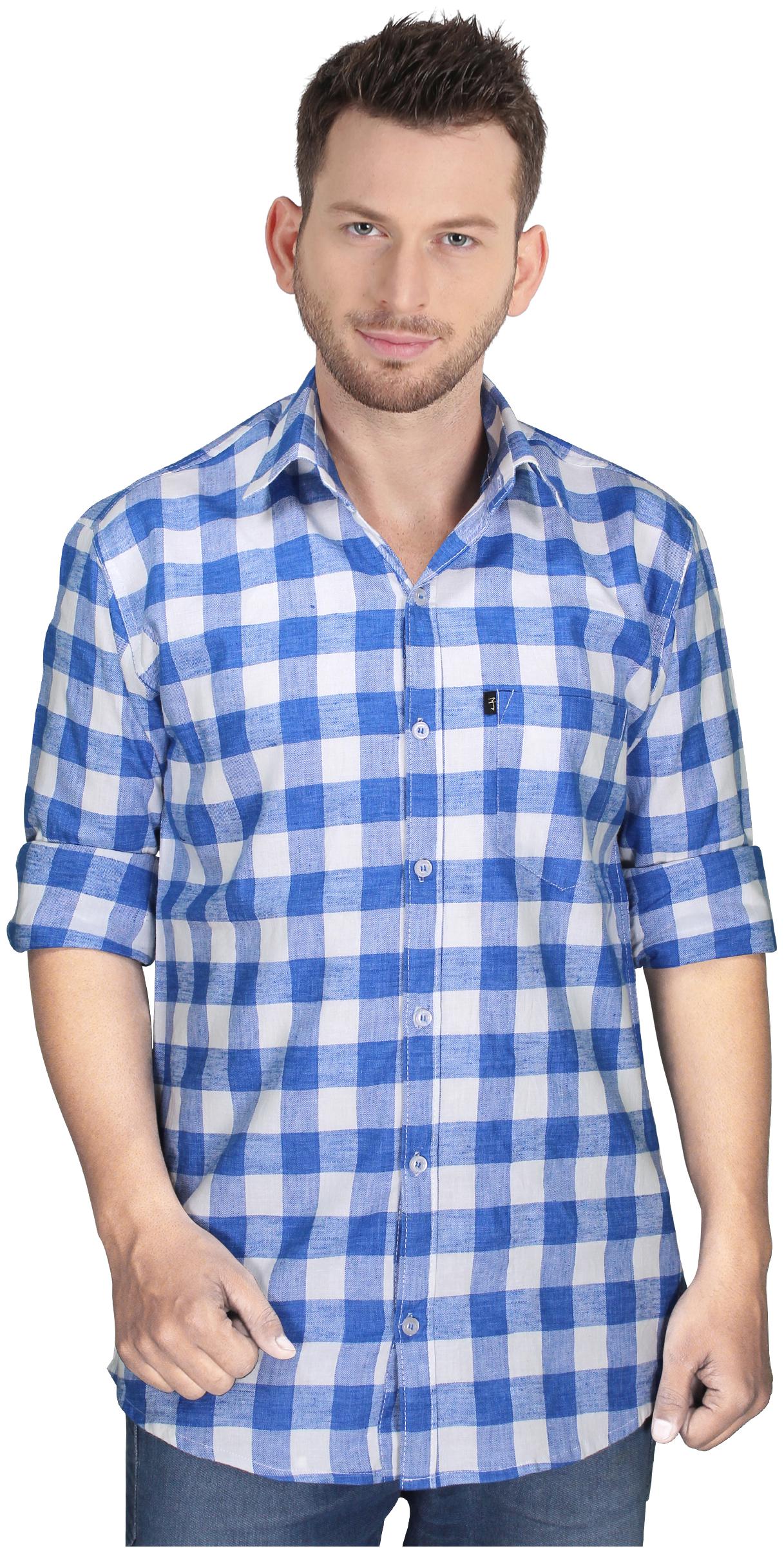 

LEVIZO Men Blue Checked Regular Fit Casual Shirt