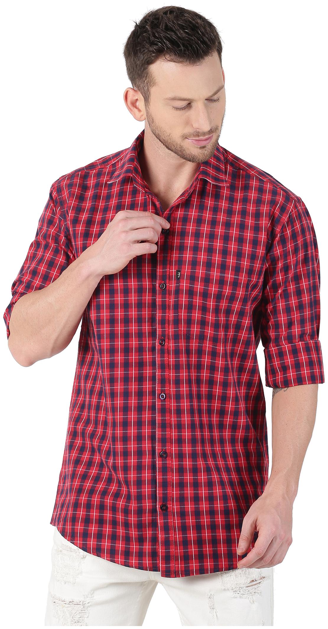 

LEVIZO Men Red Checked Regular Fit Casual Shirt