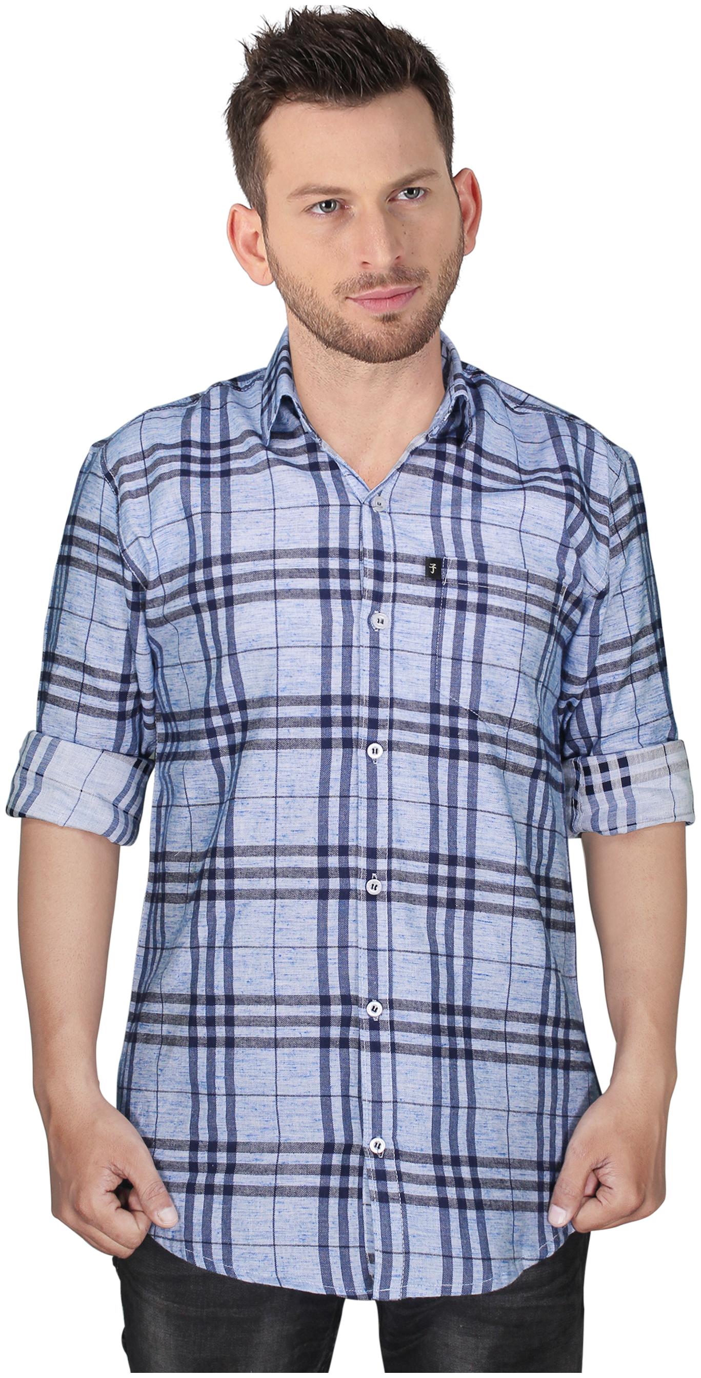 

LEVIZO Men Blue Checked Regular Fit Casual Shirt