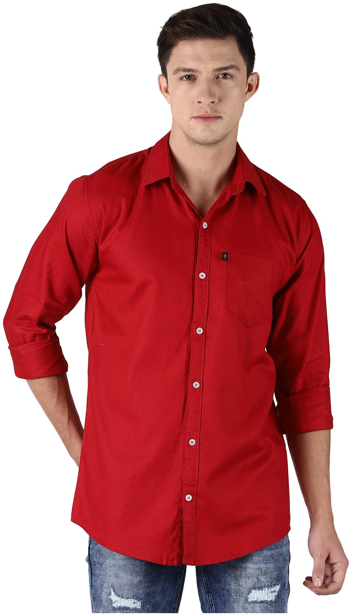 

LEVIZO Men Maroon Solid Regular Fit Casual Shirt