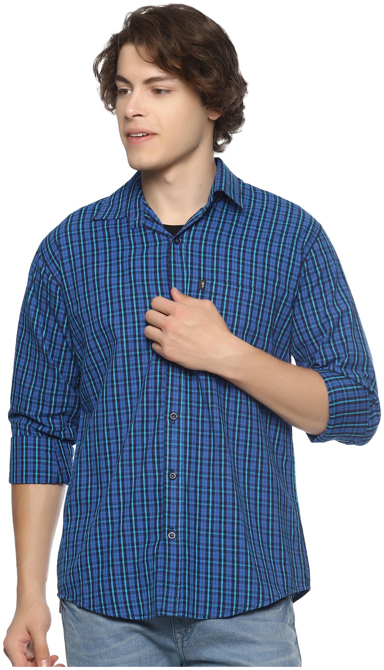

LEVIZO Men Blue Checked Regular Fit Casual Shirt