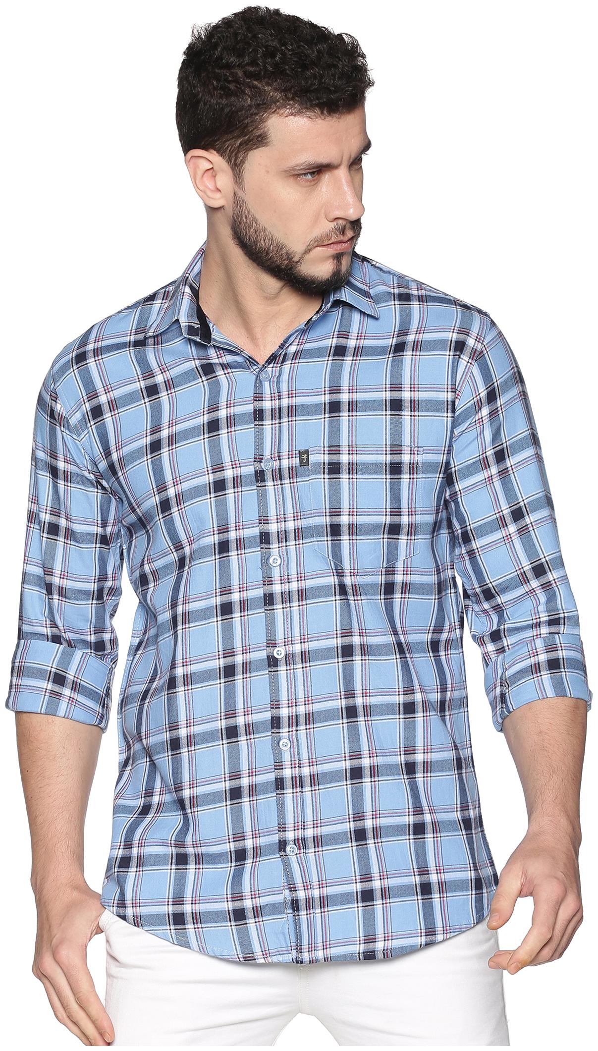 

LEVIZO Men Blue Checked Regular Fit Casual Shirt