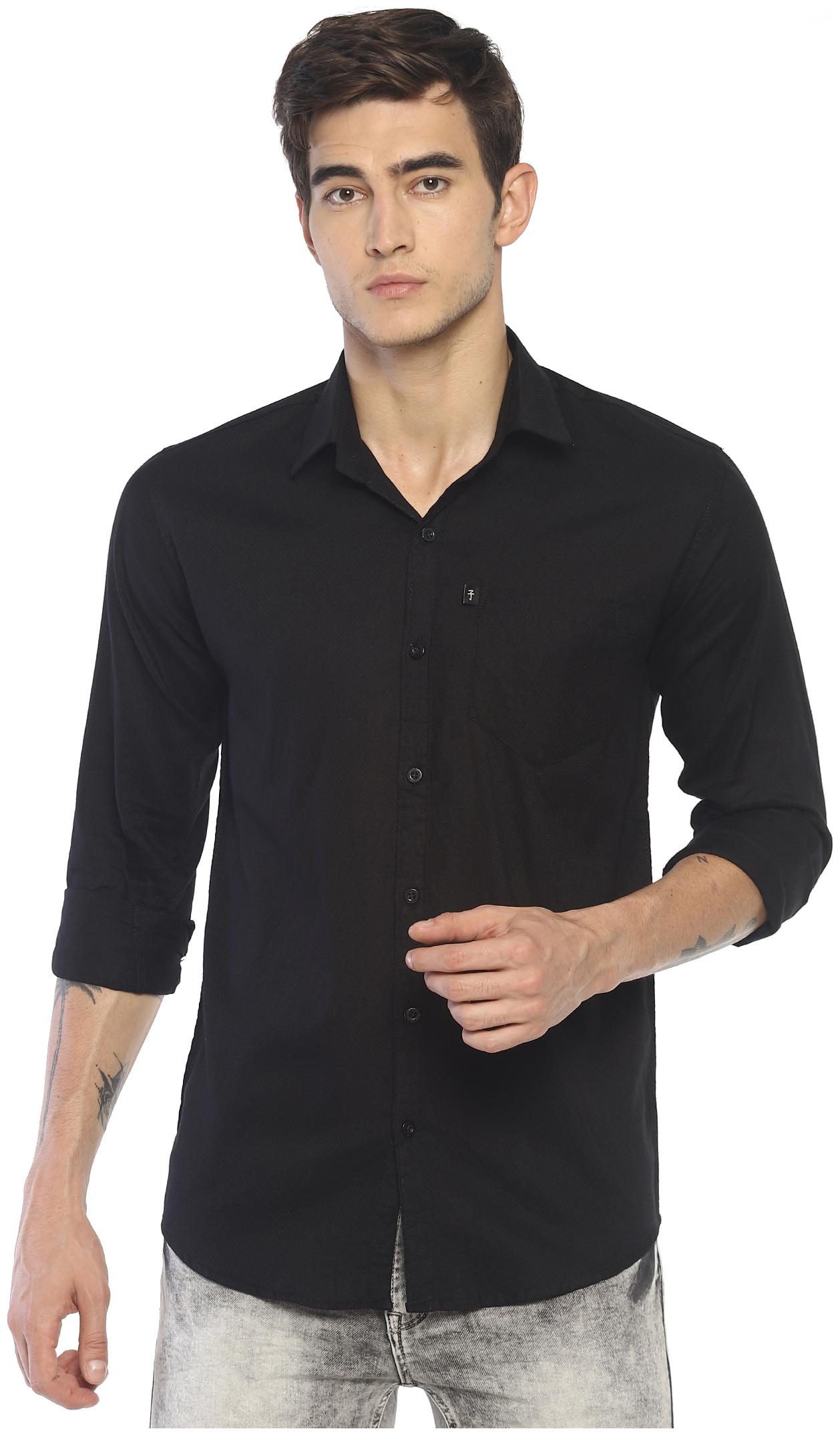 

LEVIZO Men Regular fit Formal Shirt - Black