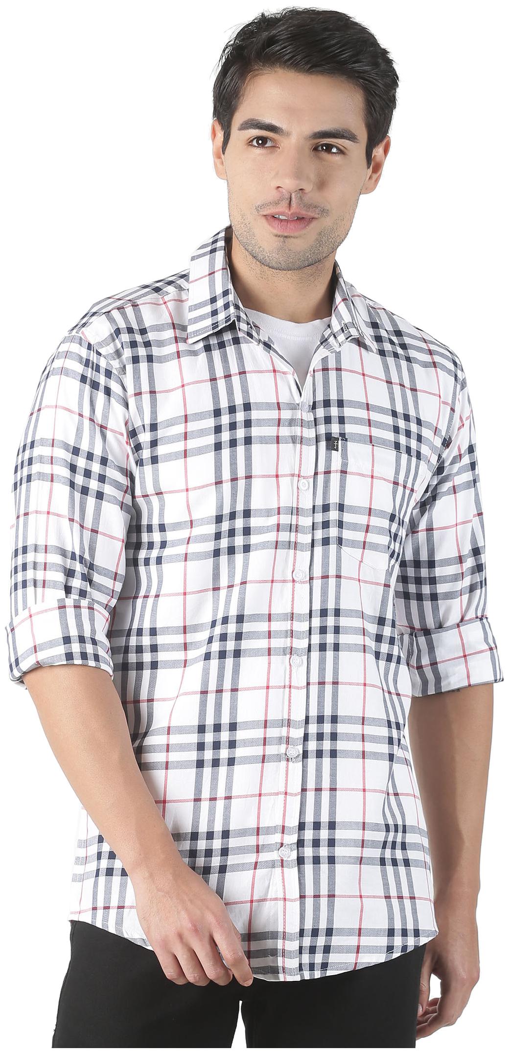 

LEVIZO Men White Checked Regular Fit Casual Shirt