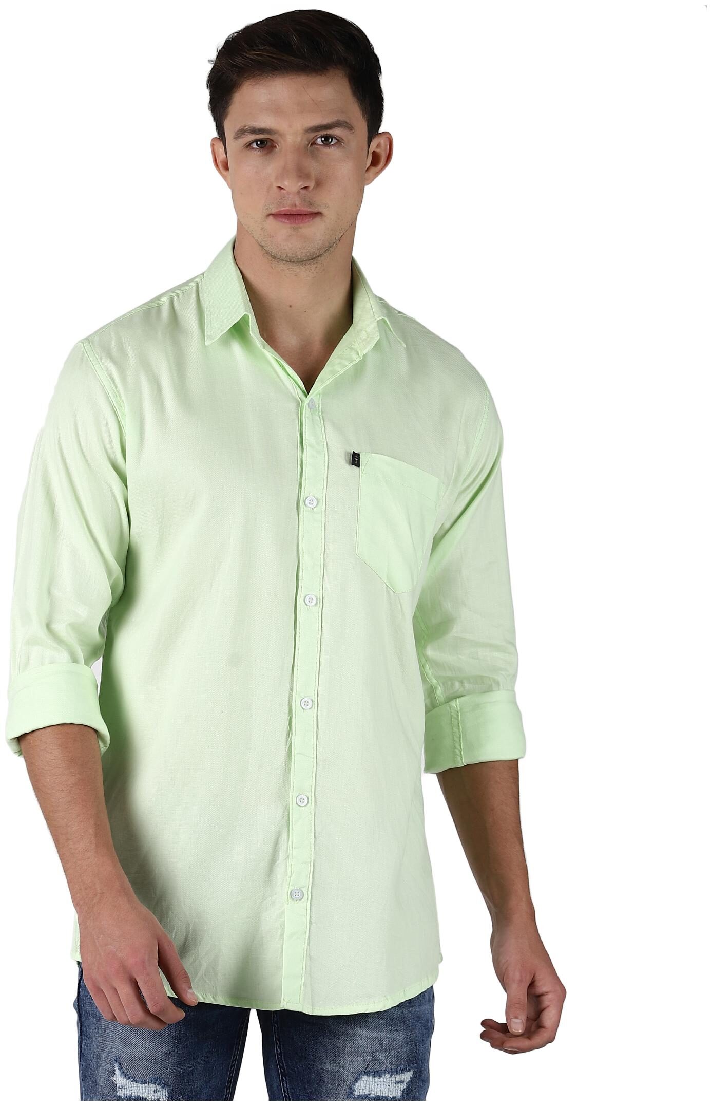 

LEVIZO Men Green Solid Regular Fit Casual Shirt