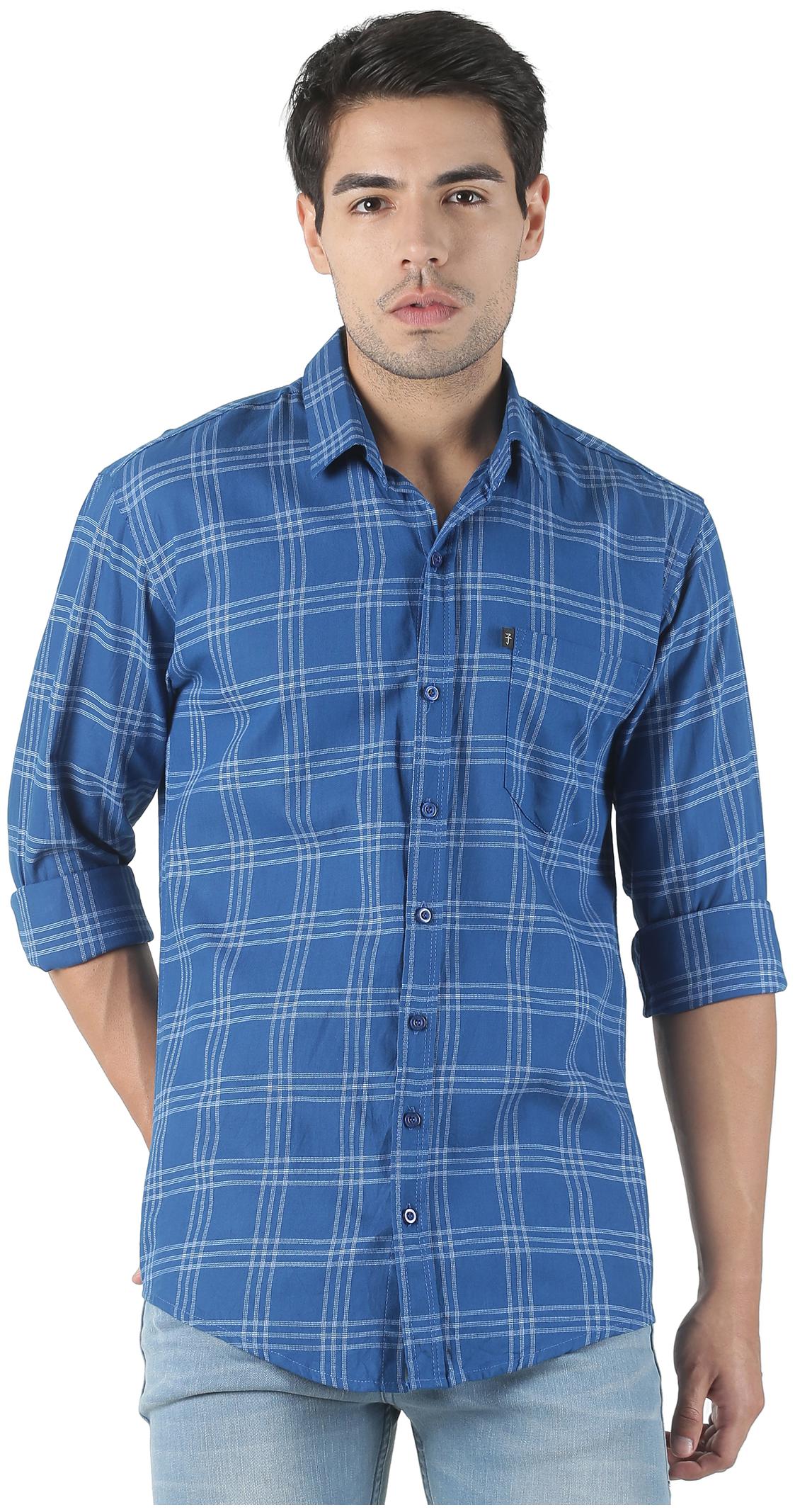 

LEVIZO Men Blue Checked Regular Fit Casual Shirt