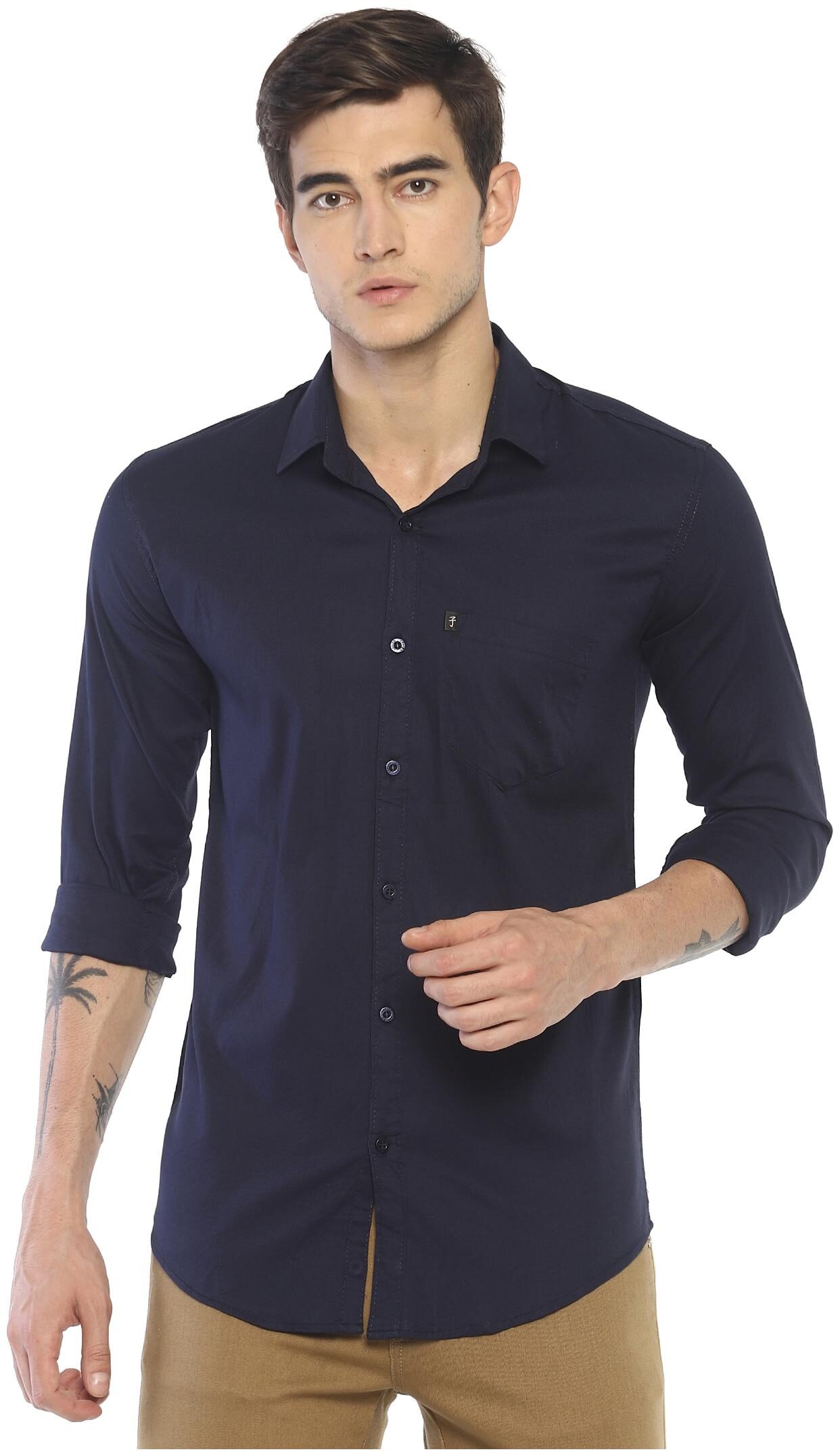

LEVIZO Men Blue Solid Regular Fit Casual Shirt