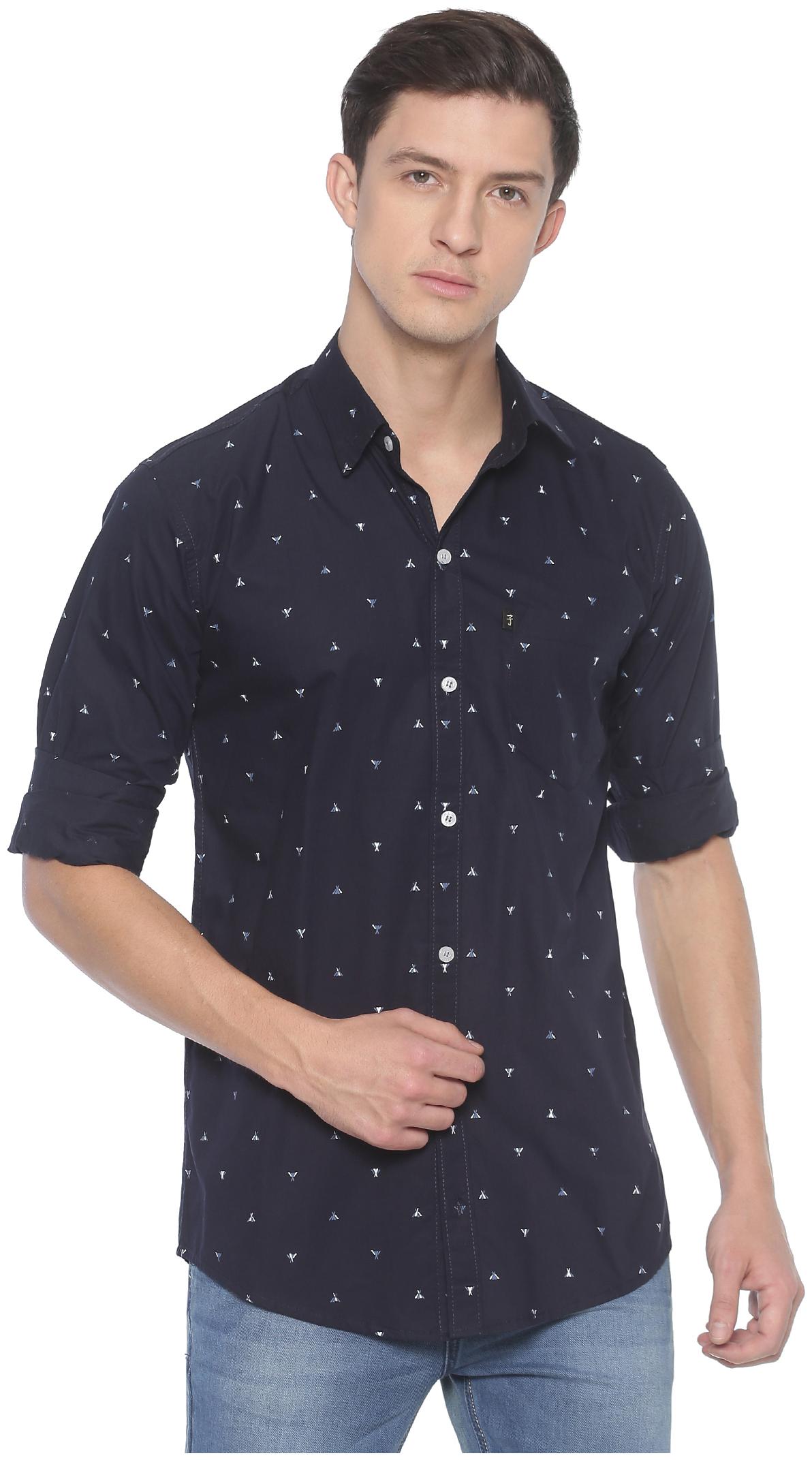

LEVIZO Men Blue Printed Regular Fit Casual Shirt