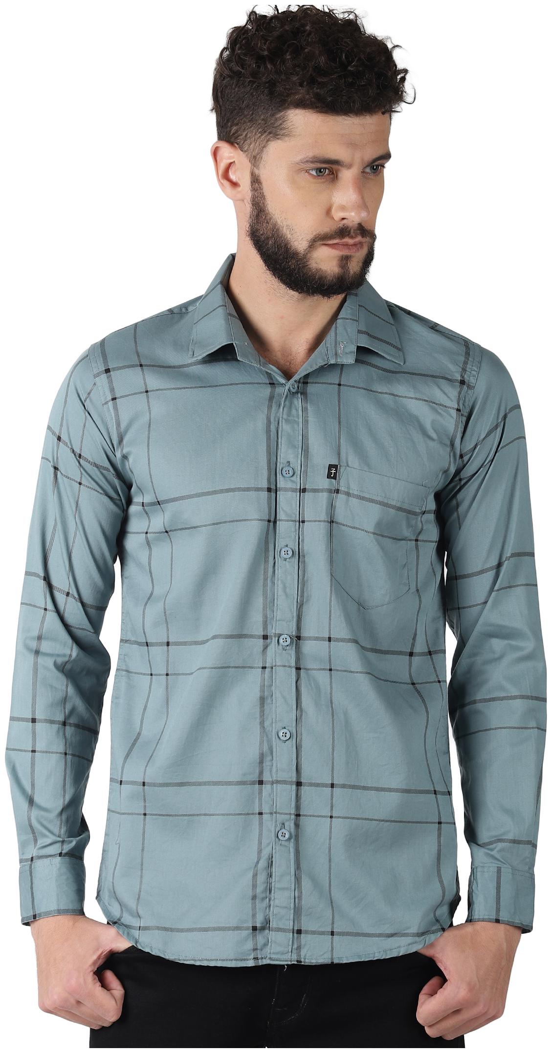 

LEVIZO Men Grey Checked Regular Fit Casual Shirt