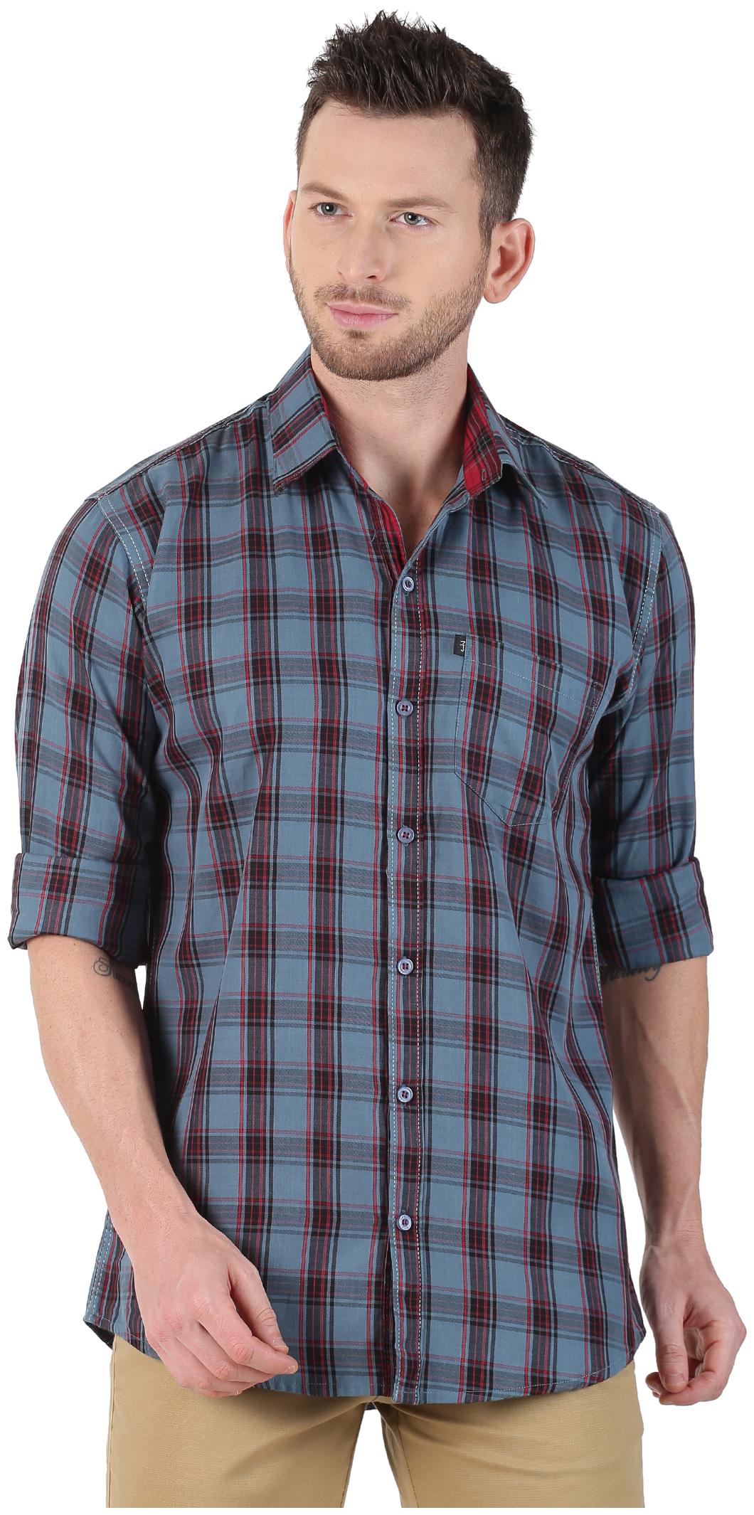 

LEVIZO Men Grey Checked Regular Fit Casual Shirt