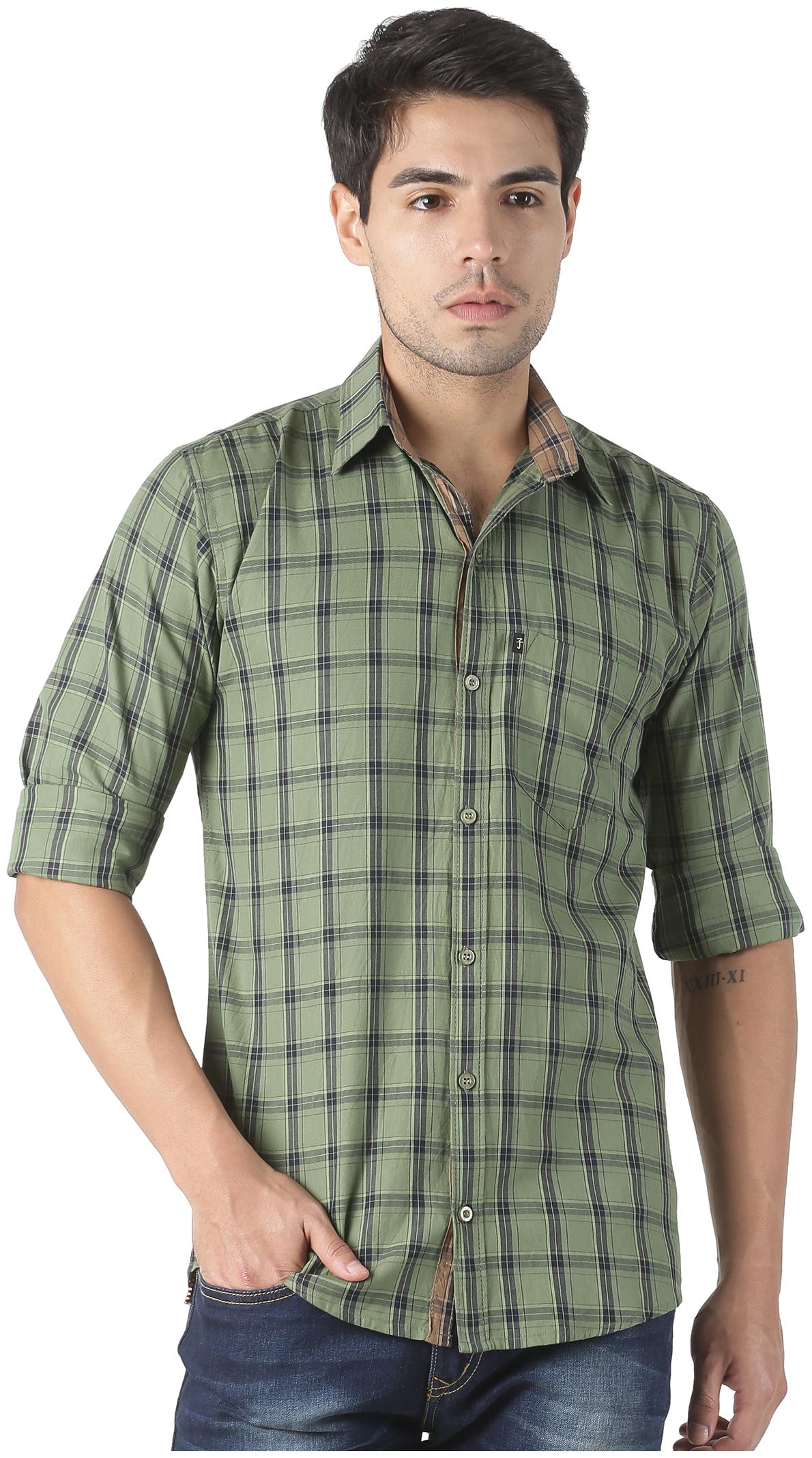 

LEVIZO Men Green Checked Regular Fit Casual Shirt