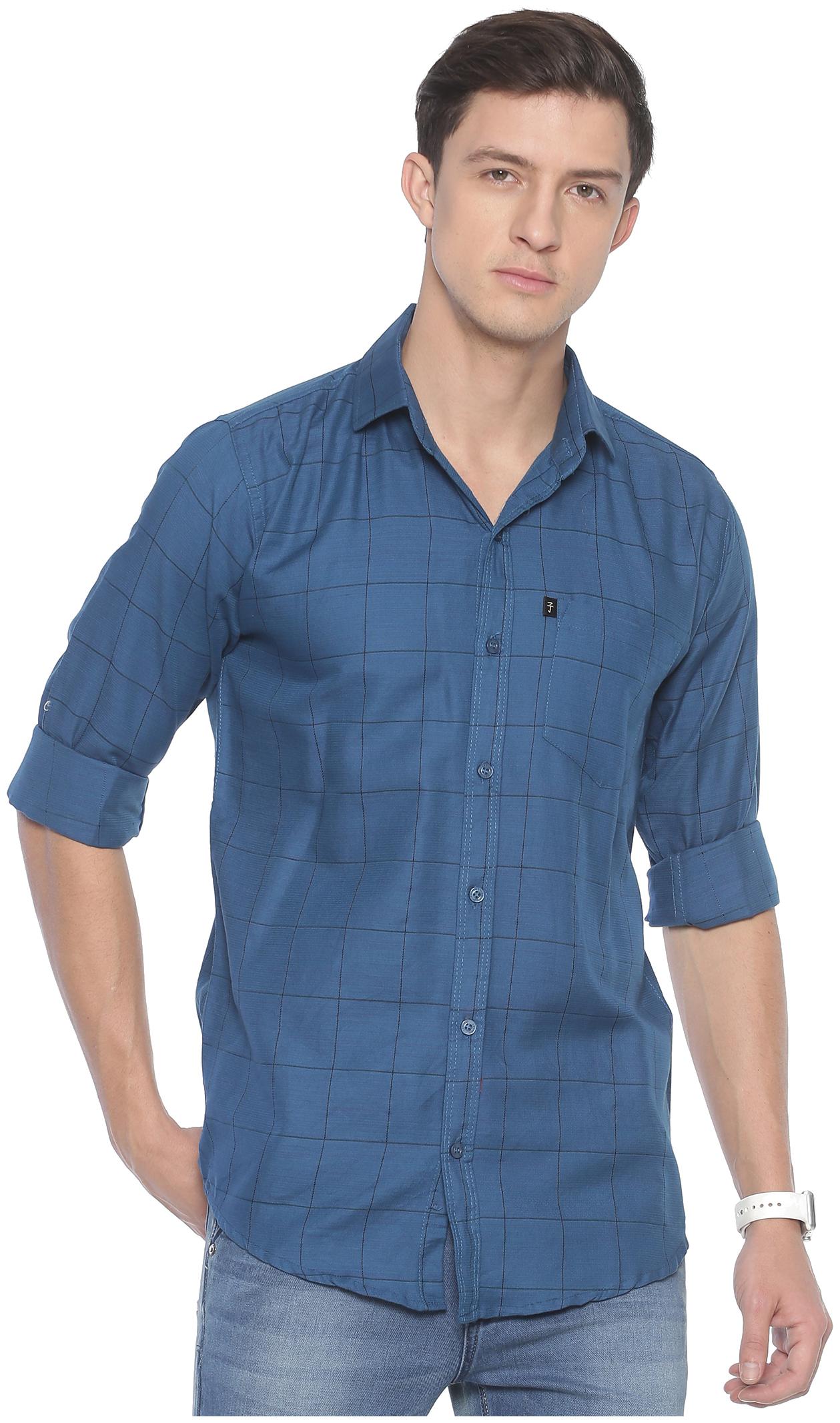 

LEVIZO Men Blue Checked Regular Fit Casual Shirt