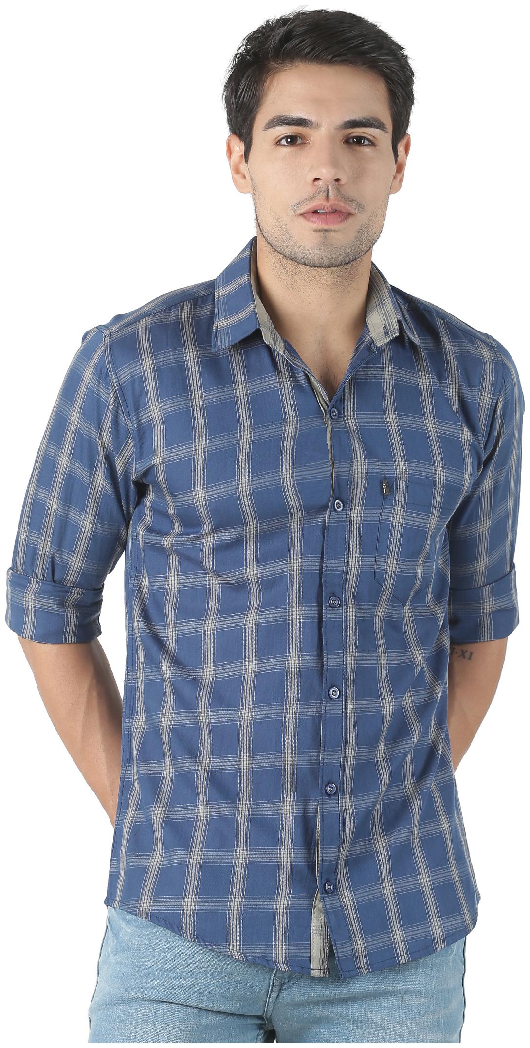 

LEVIZO Men Blue Checked Regular Fit Casual Shirt