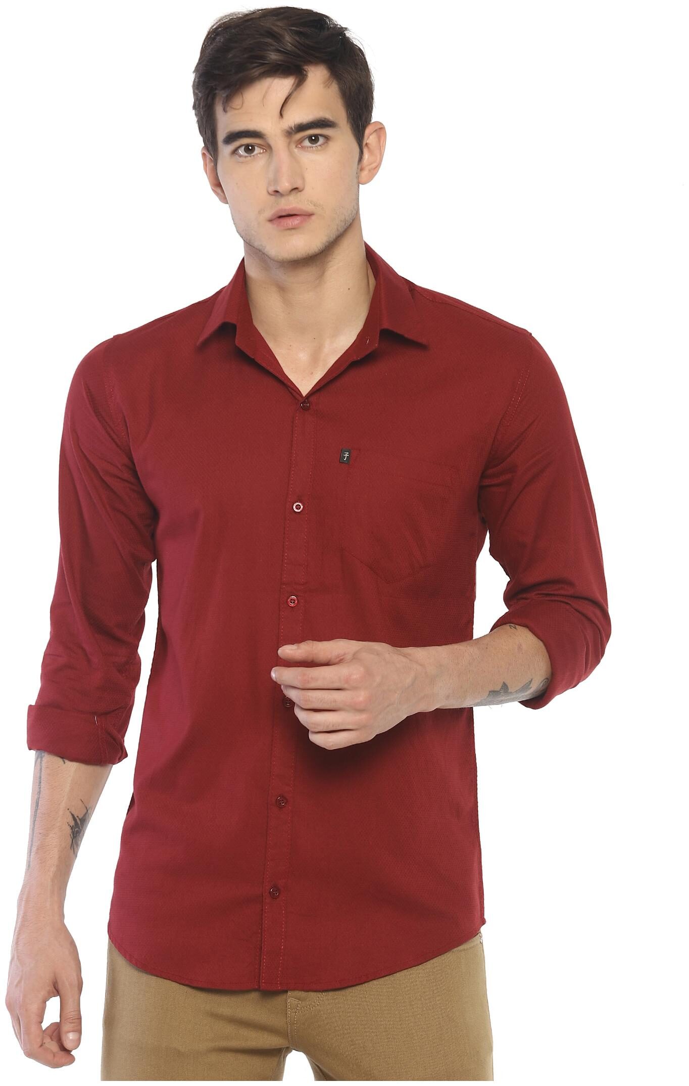 

LEVIZO Men Regular fit Formal Shirt - Maroon