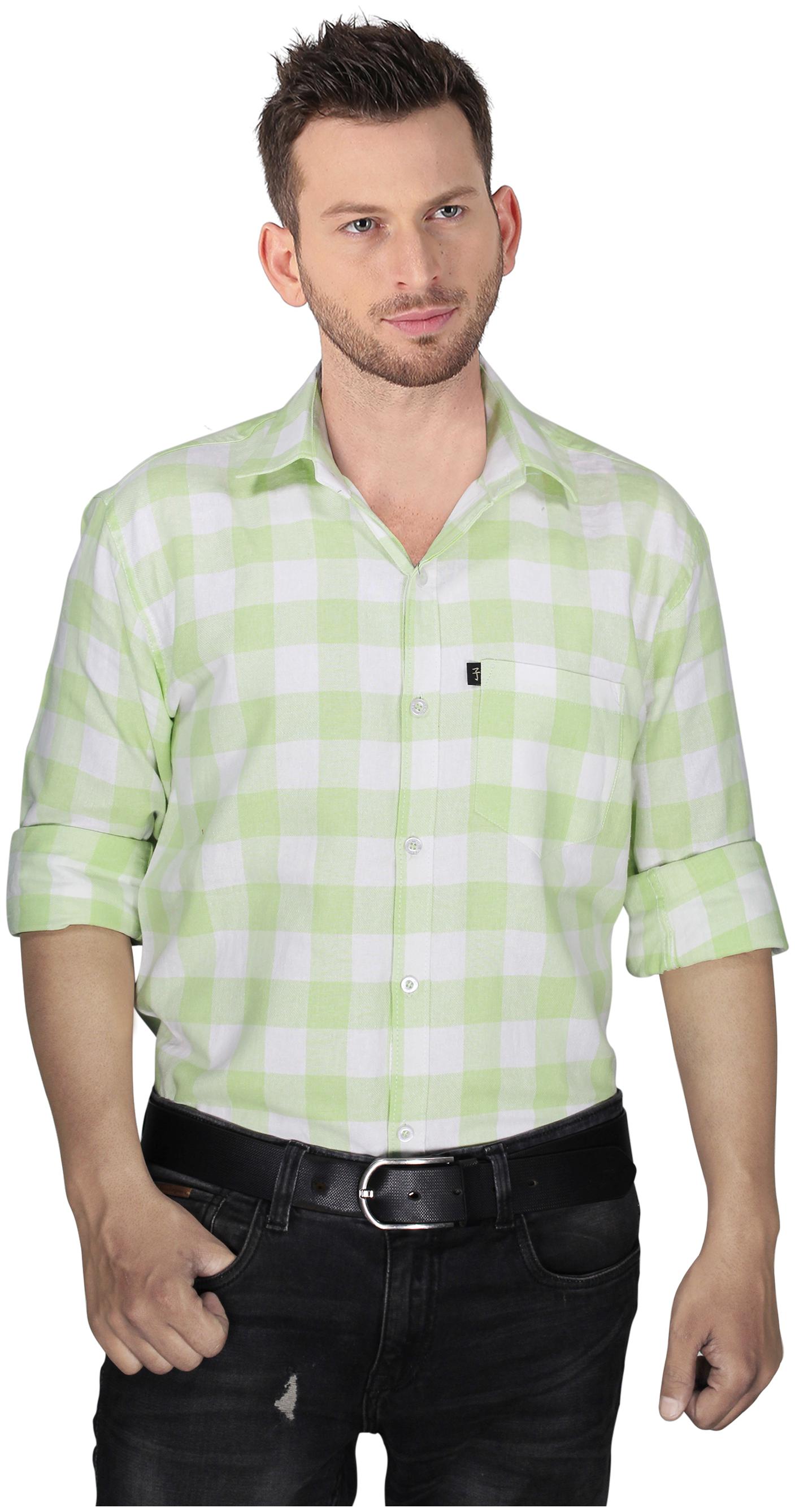 

LEVIZO Men Green Checked Regular Fit Casual Shirt
